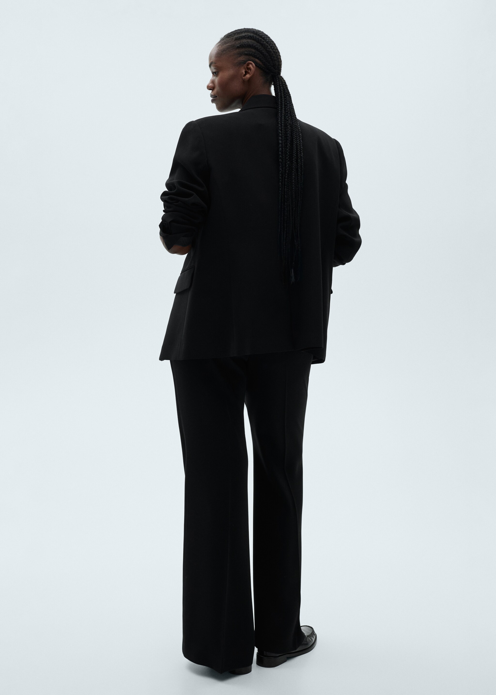 Wide leg suit trousers - Details of the article 4, Black. Ref: 87081518-00.