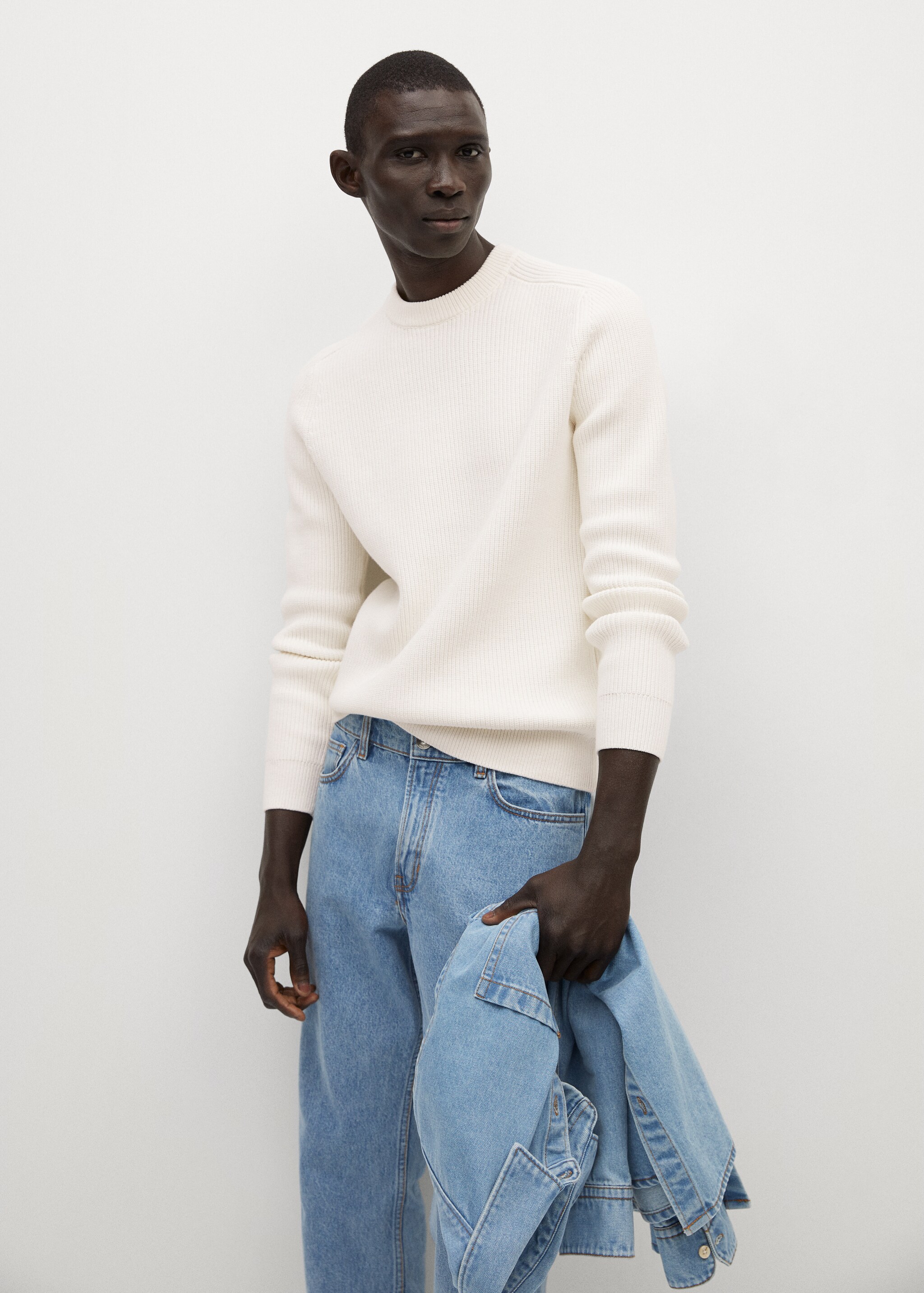 Structured cotton sweater - Medium plane