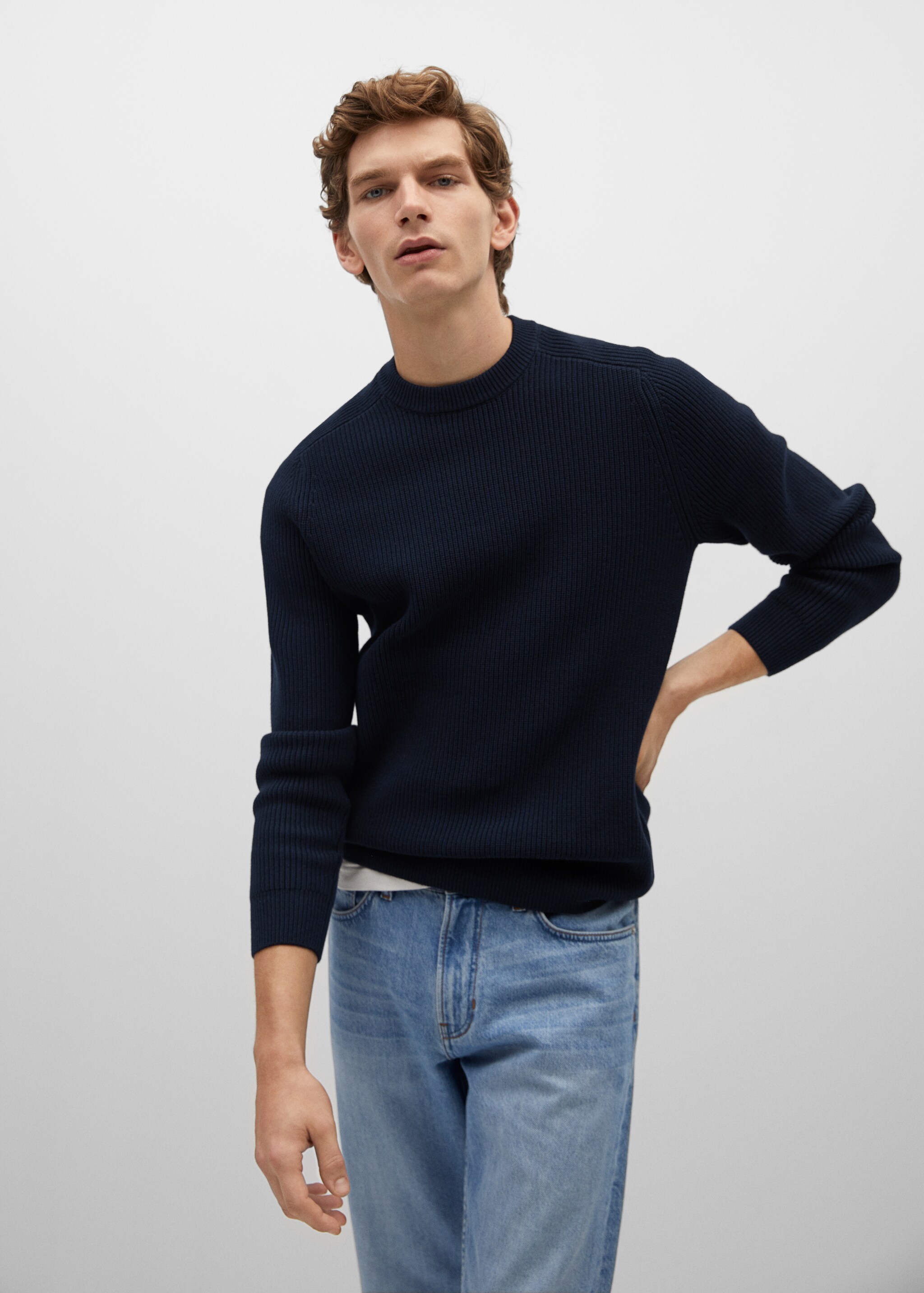 Structured cotton sweater - Medium plane