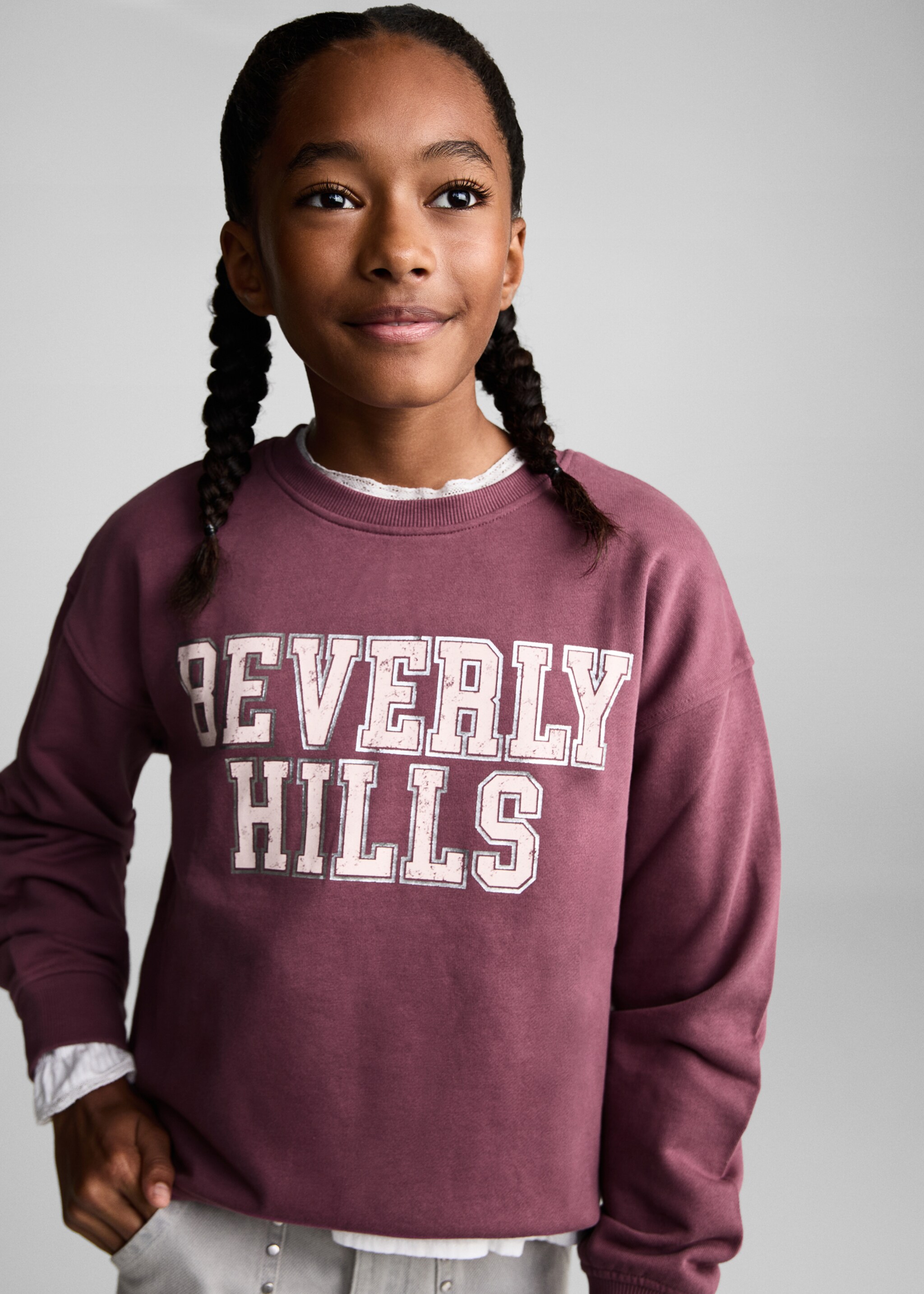 Printed message sweatshirt - Medium plane, Pink. Ref: 87082024-00.