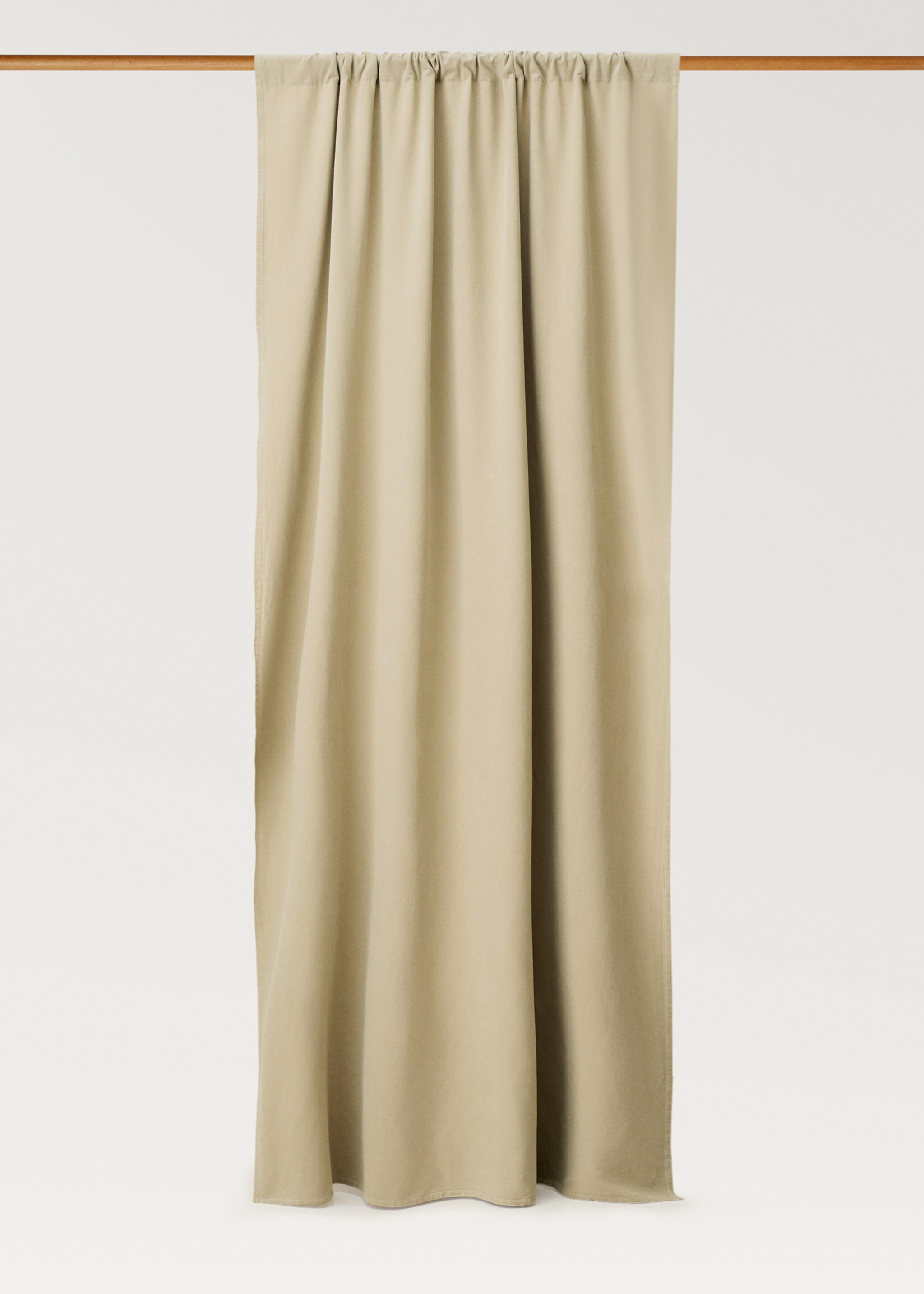 Washed-effect linen curtain - Article without model, Green. Ref: 87082026-00.