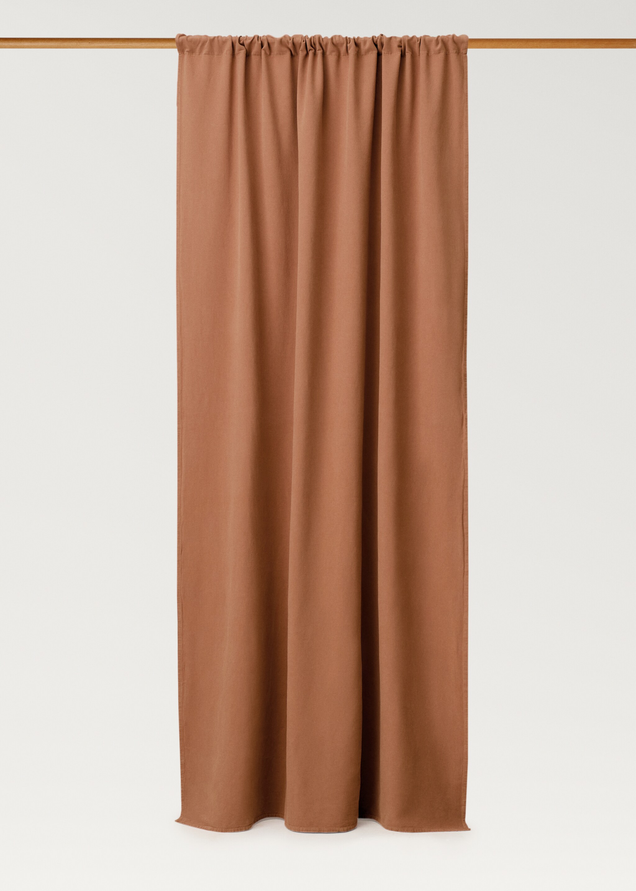 Washed-effect linen curtain - Article without model, Russet. Ref: 87082026-00.