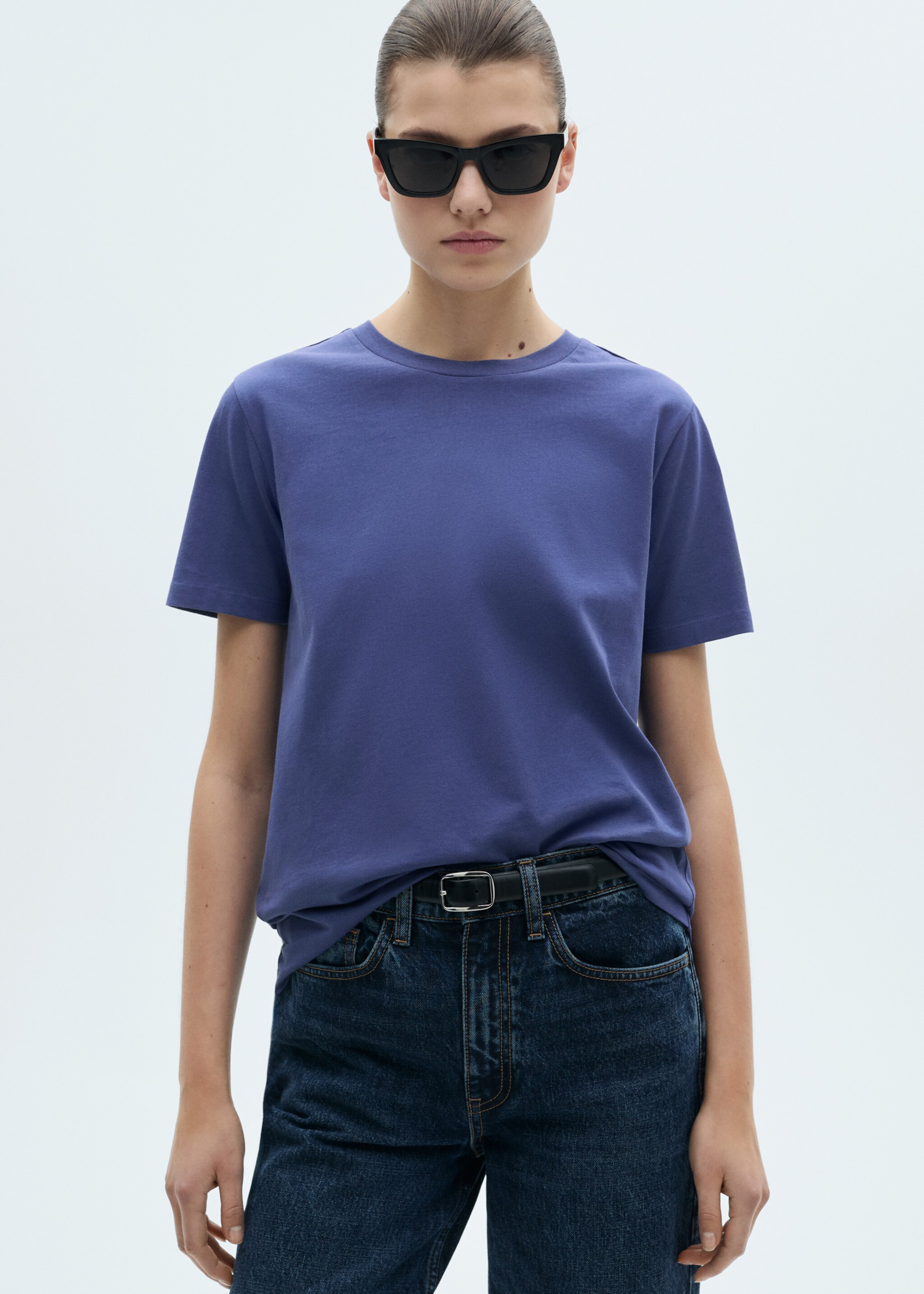 Short-sleeved cotton t-shirt - Medium plane, Violet. Ref: 87082534-00.
