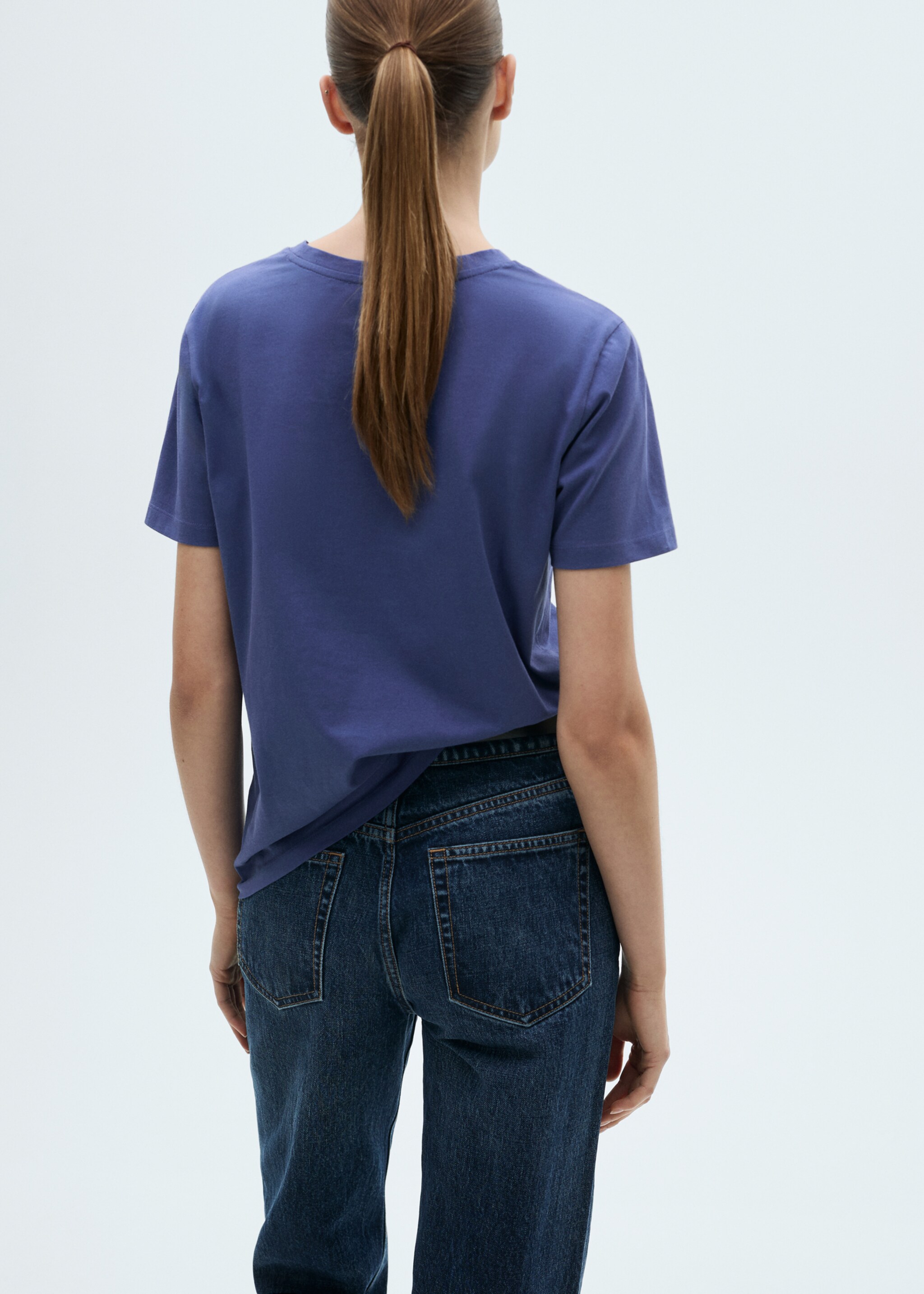 Short-sleeved cotton t-shirt - Reverse of the article, Violet. Ref: 87082534-00.