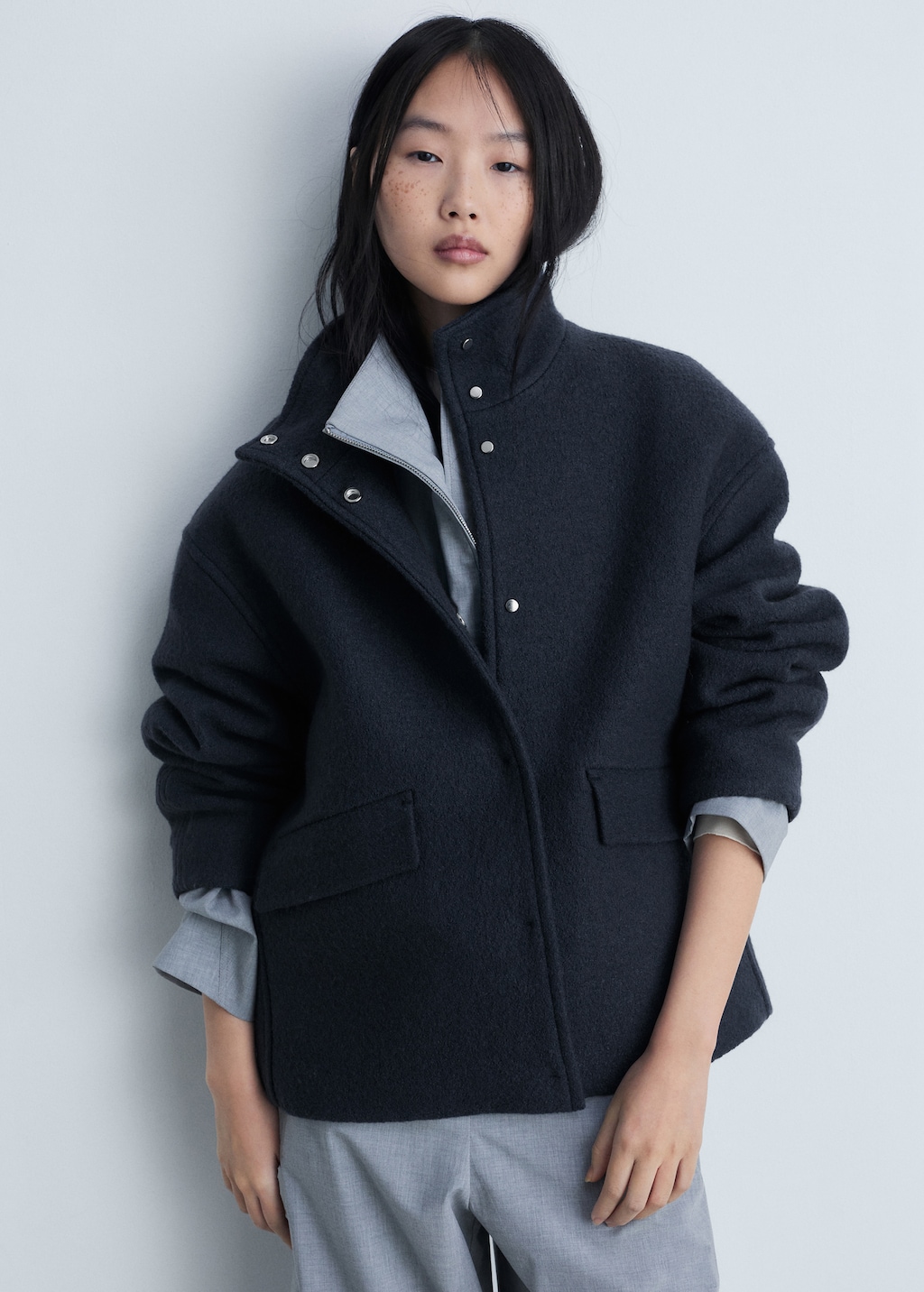 Turtleneck wool jacket - Women | MANGO OUTLET USA