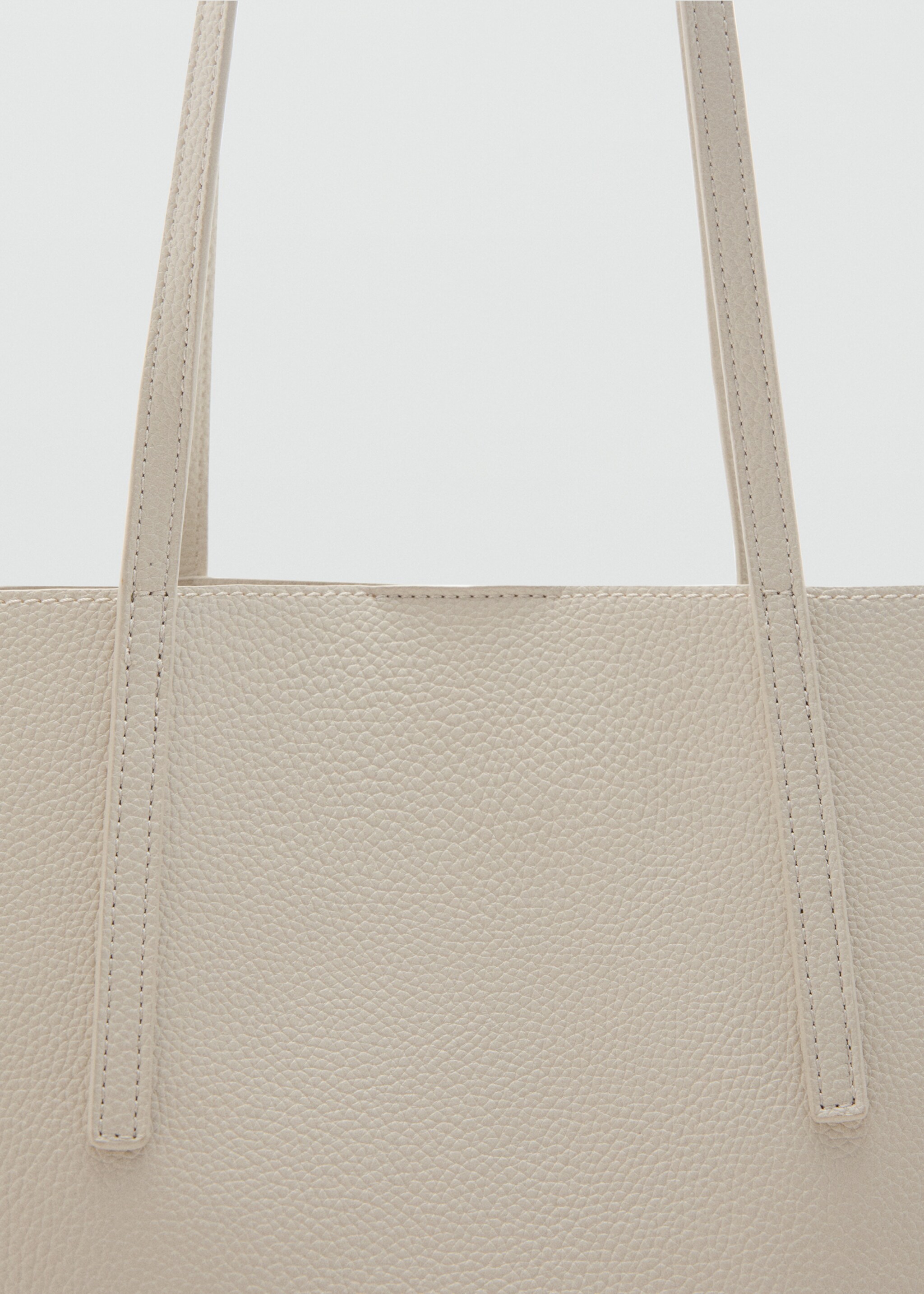 Pebbled effect shopper bag - Details of the article 1, Ecru. Ref: 87082543-00.