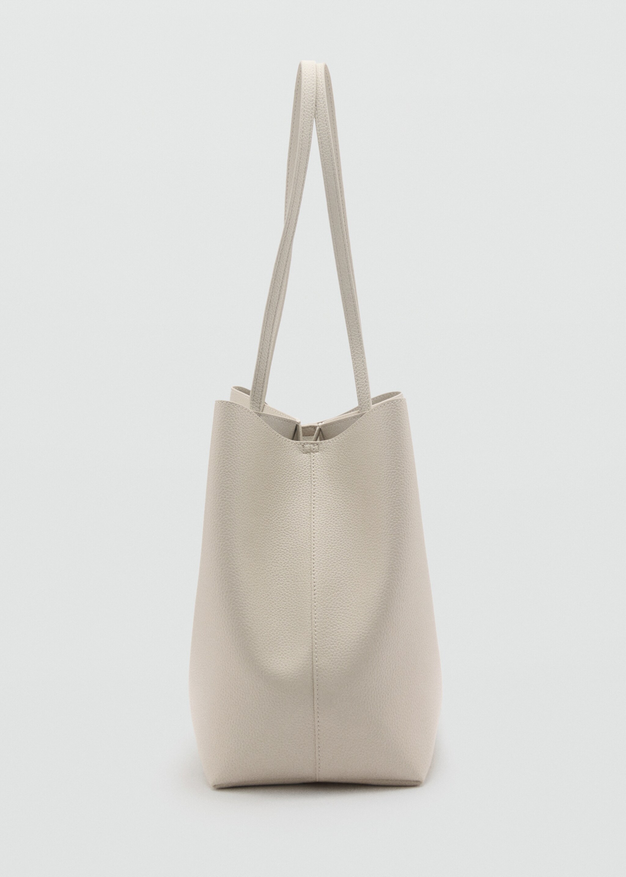 Pebbled effect shopper bag - Details of the article 2, Ecru. Ref: 87082543-00.