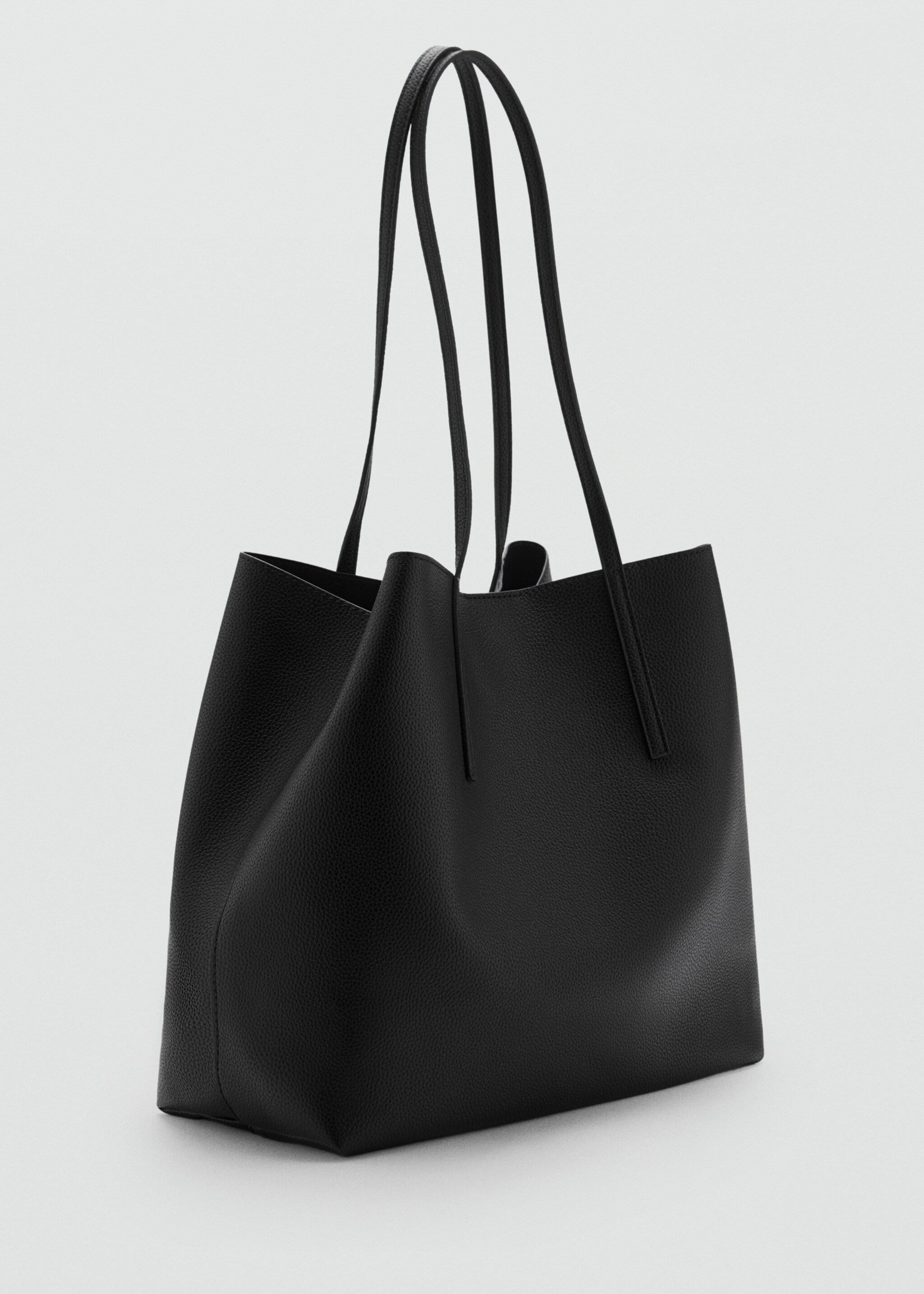 Pebbled effect shopper bag - Medium plane, Black. Ref: 87082543-00.
