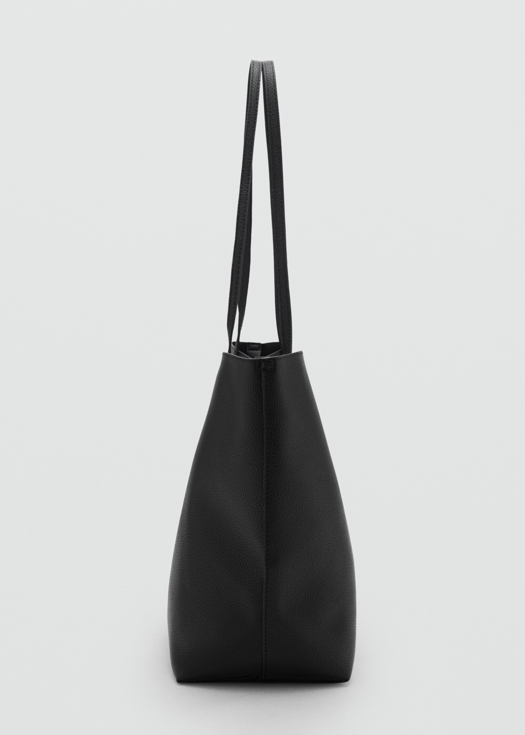 Pebbled effect shopper bag - Details of the article 1, Black. Ref: 87082543-00.