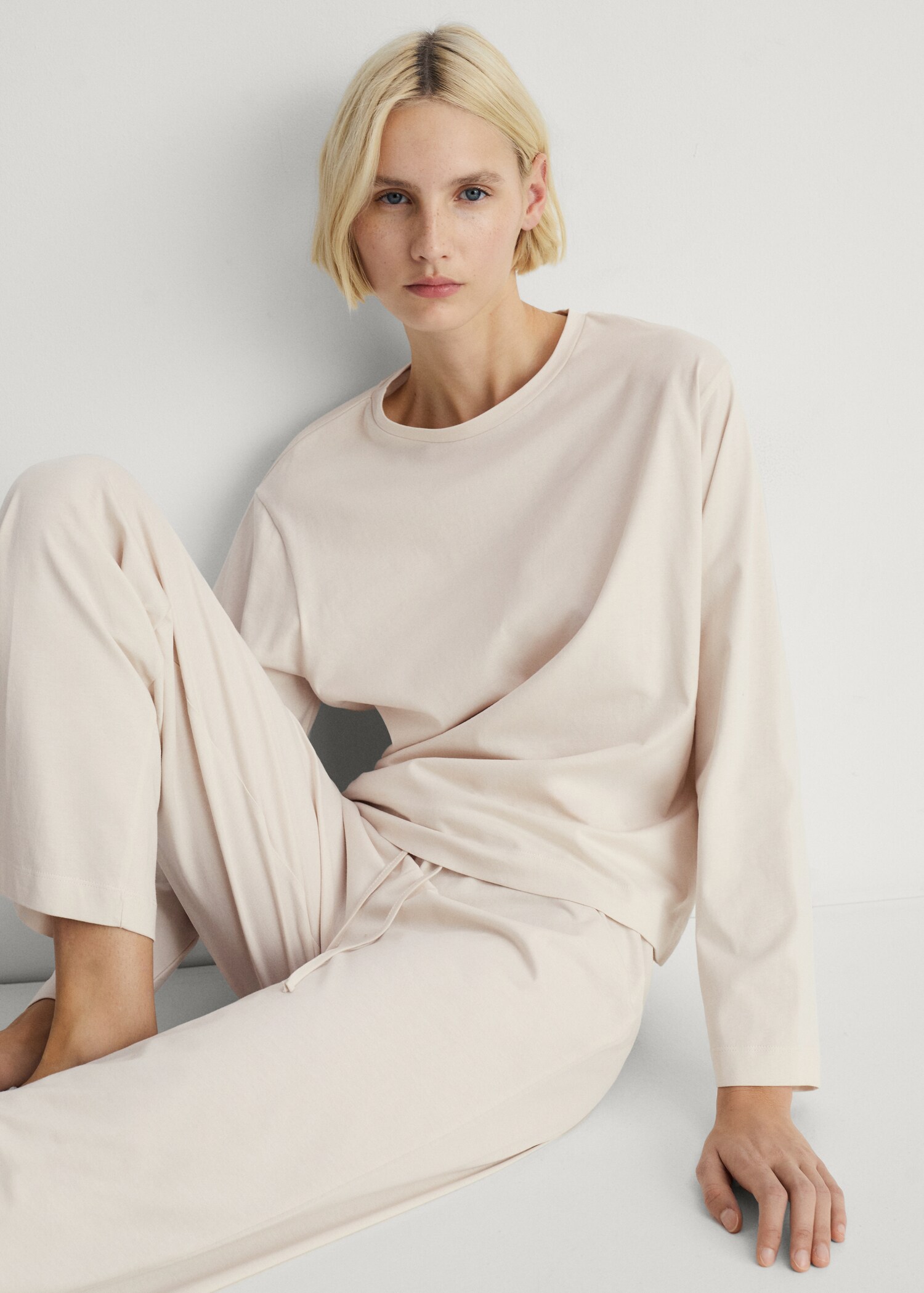 Two-piece plain cotton pajama set - Details of the article 2