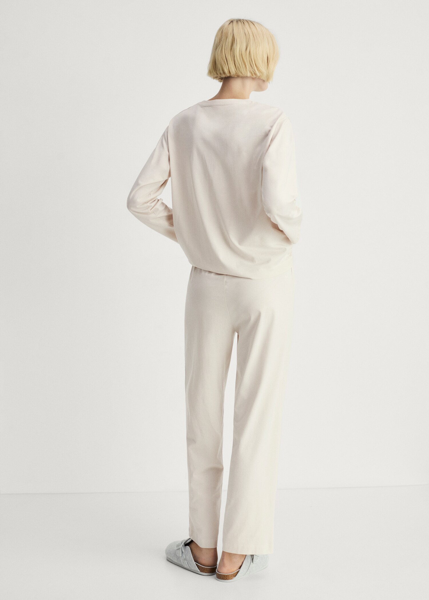 Two-piece plain cotton pajama set - Reverse of the article