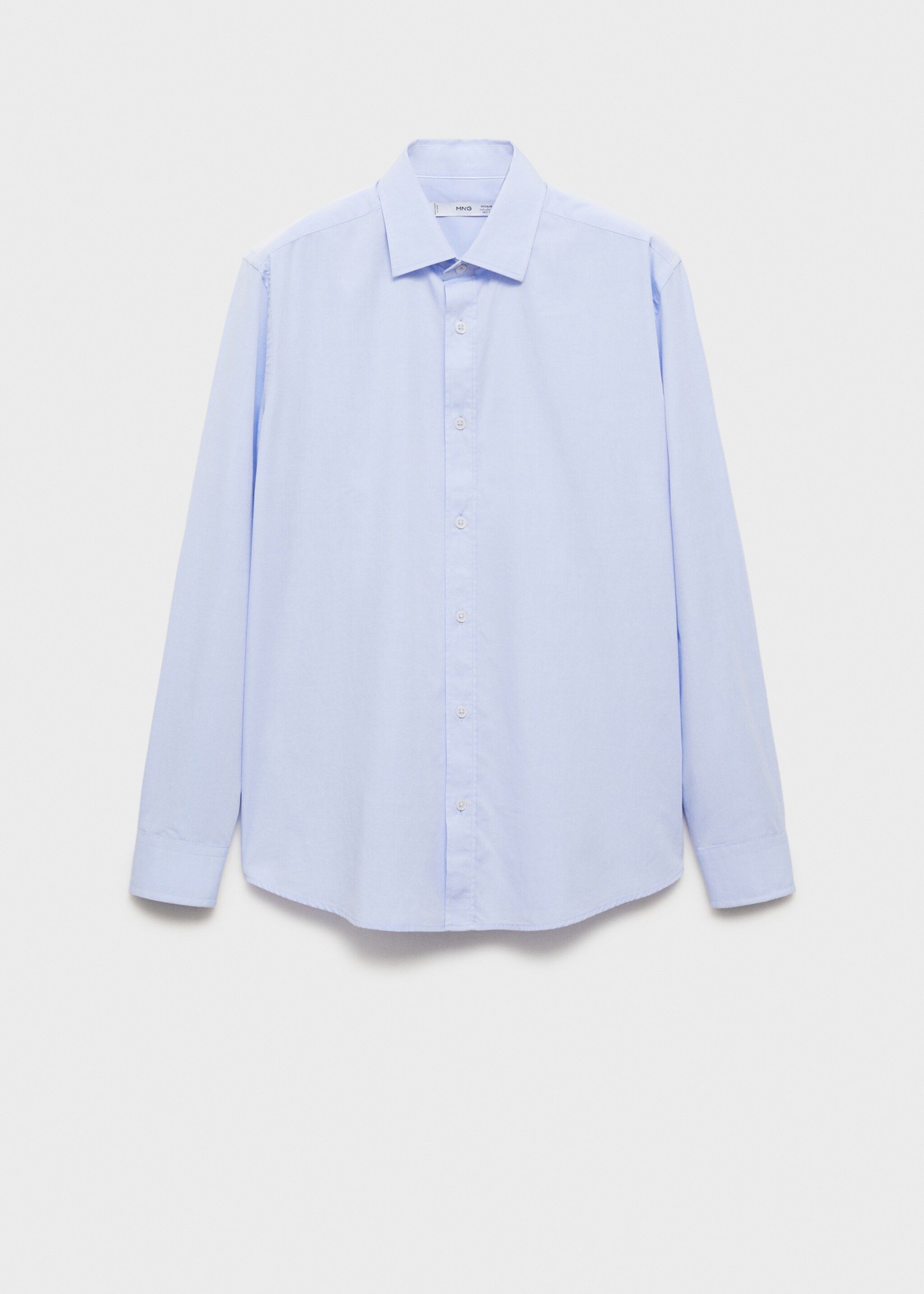Regular fit end-on-end cotton shirt - Article without model, Sky Blue. Ref: 87082889-00.