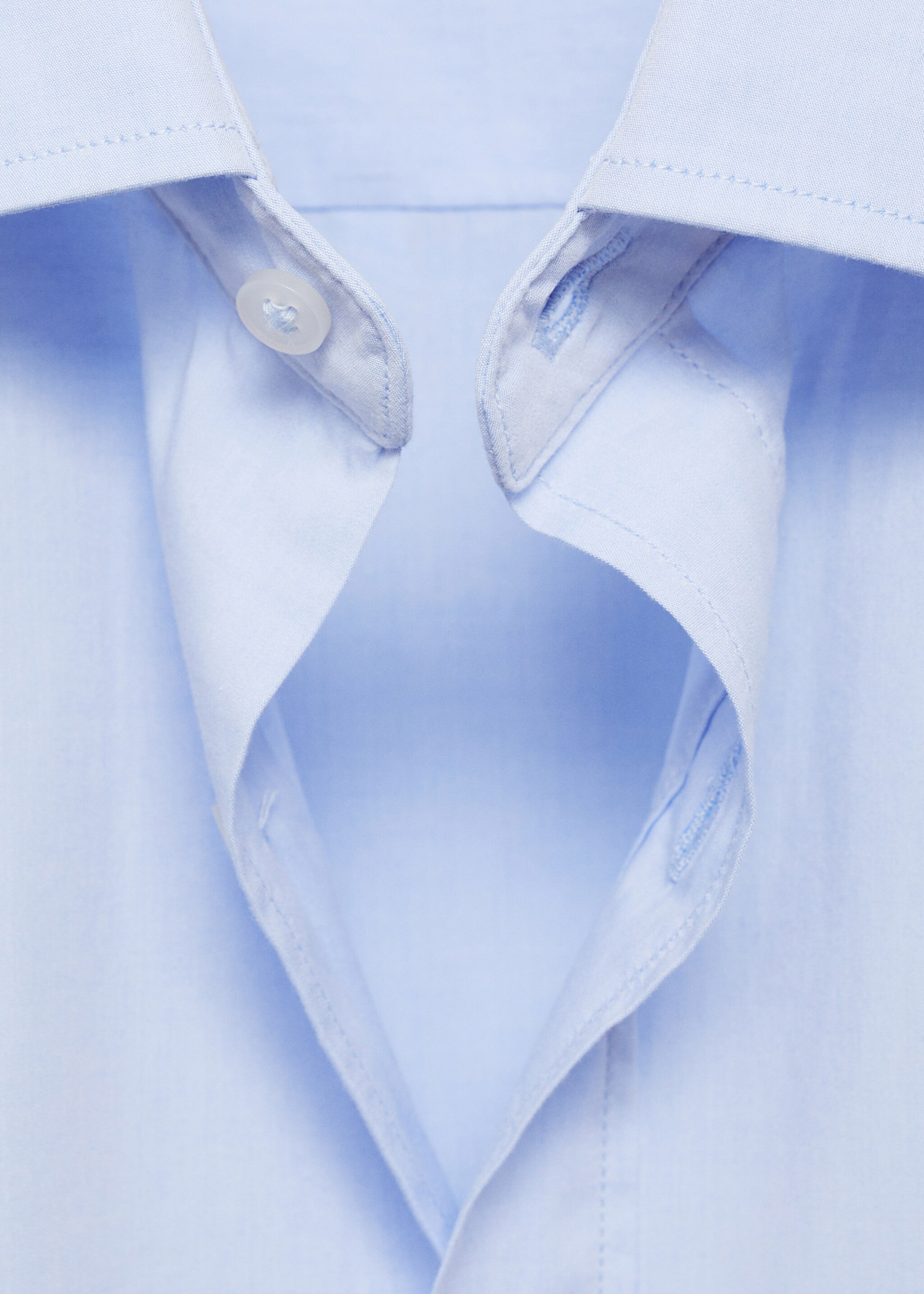 Regular fit end-on-end cotton shirt - Details of the article 8, Sky Blue. Ref: 87082889-00.