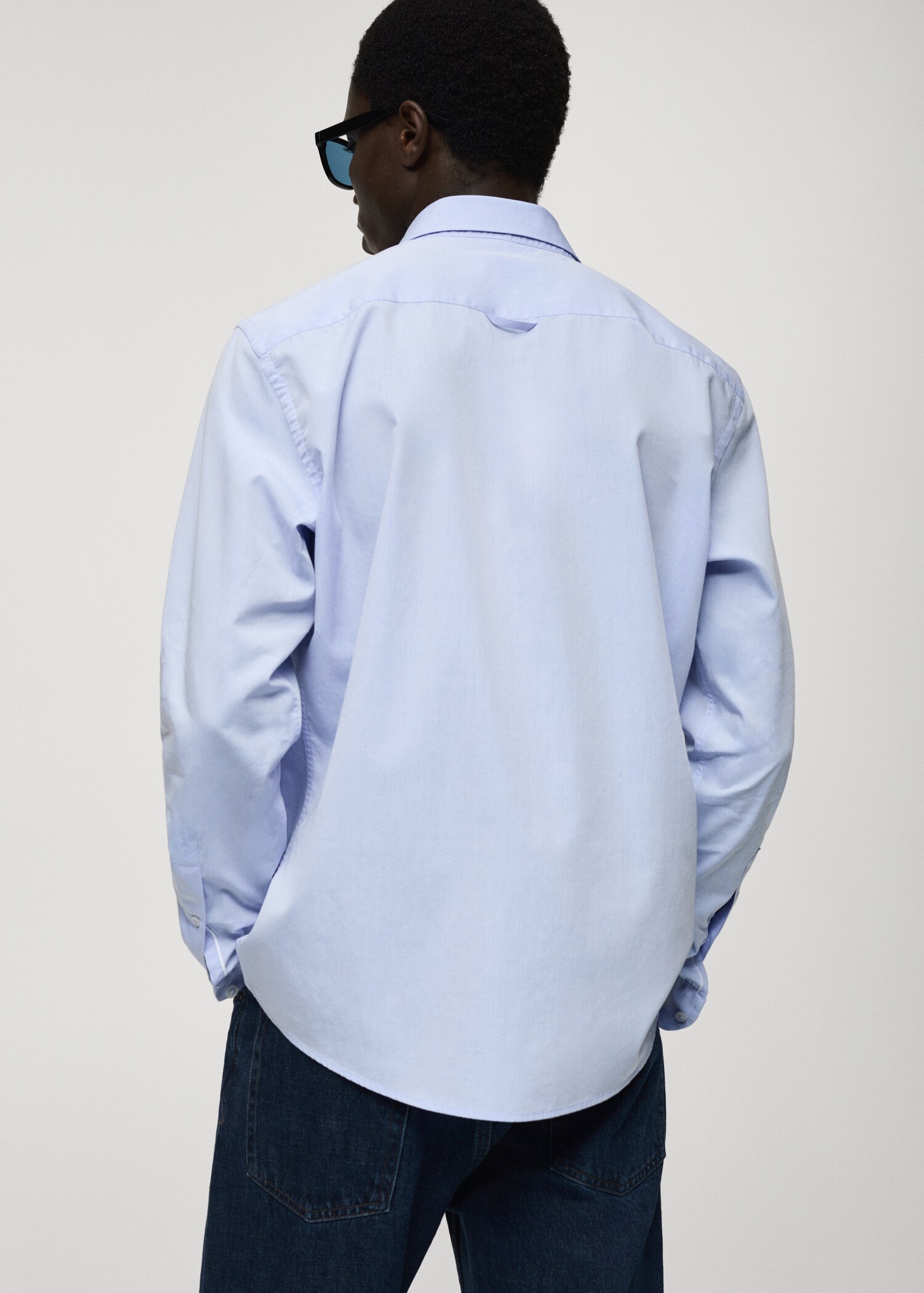 Regular fit end-on-end cotton shirt - Reverse of the article