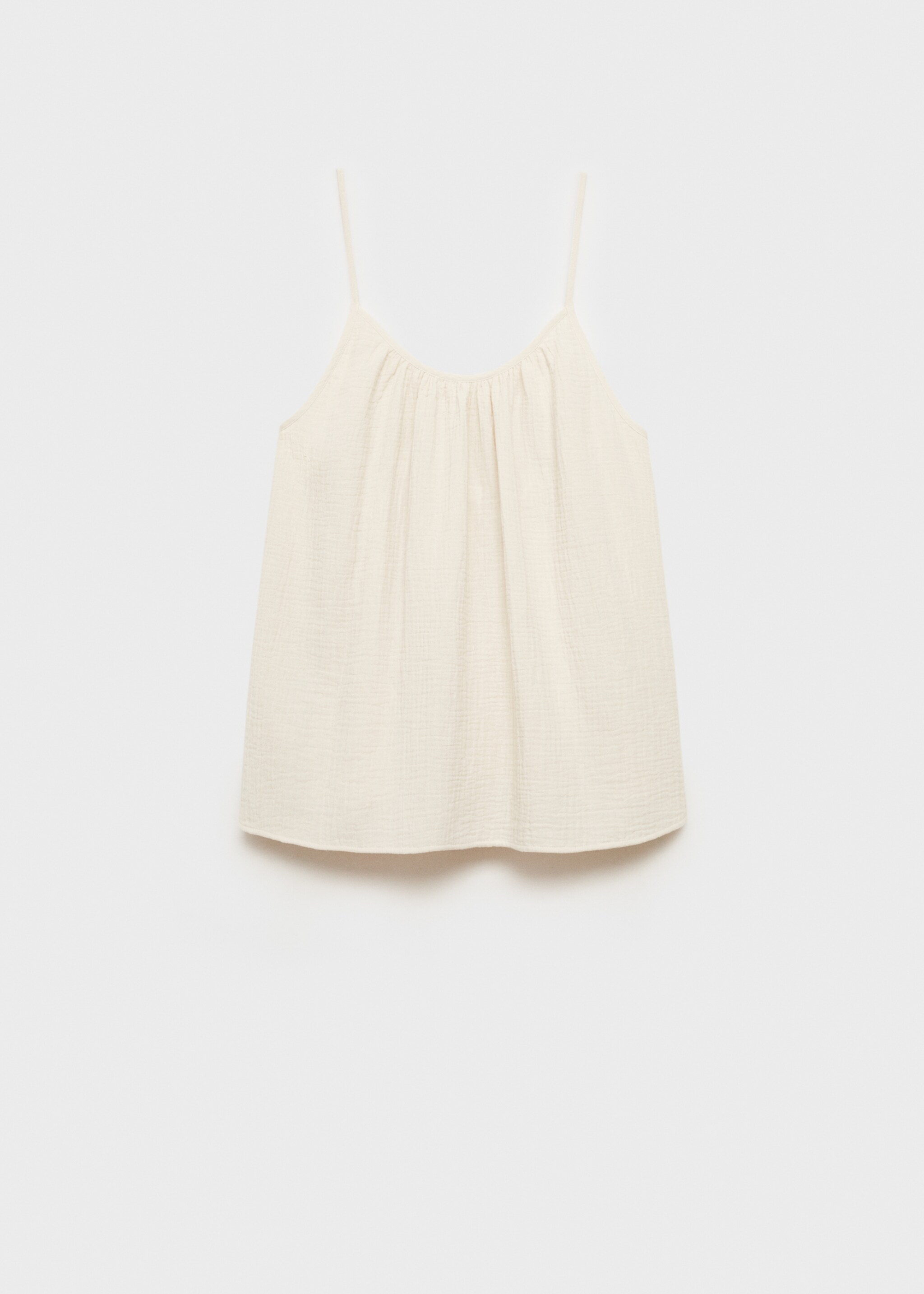 Plain cotton spaghetti-strap pyjama top - Article without model, Beige. Ref: 87082891-00.