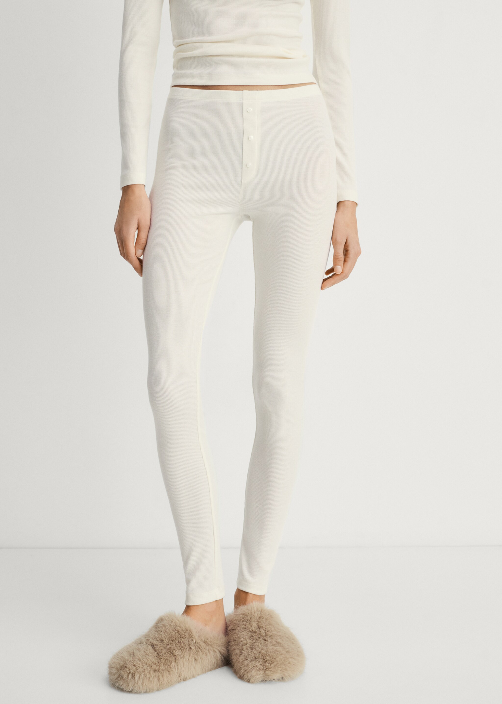 Ripp-Design lange Hose - Mittlere Ansicht, Vanille. Ref: 87082893-00.