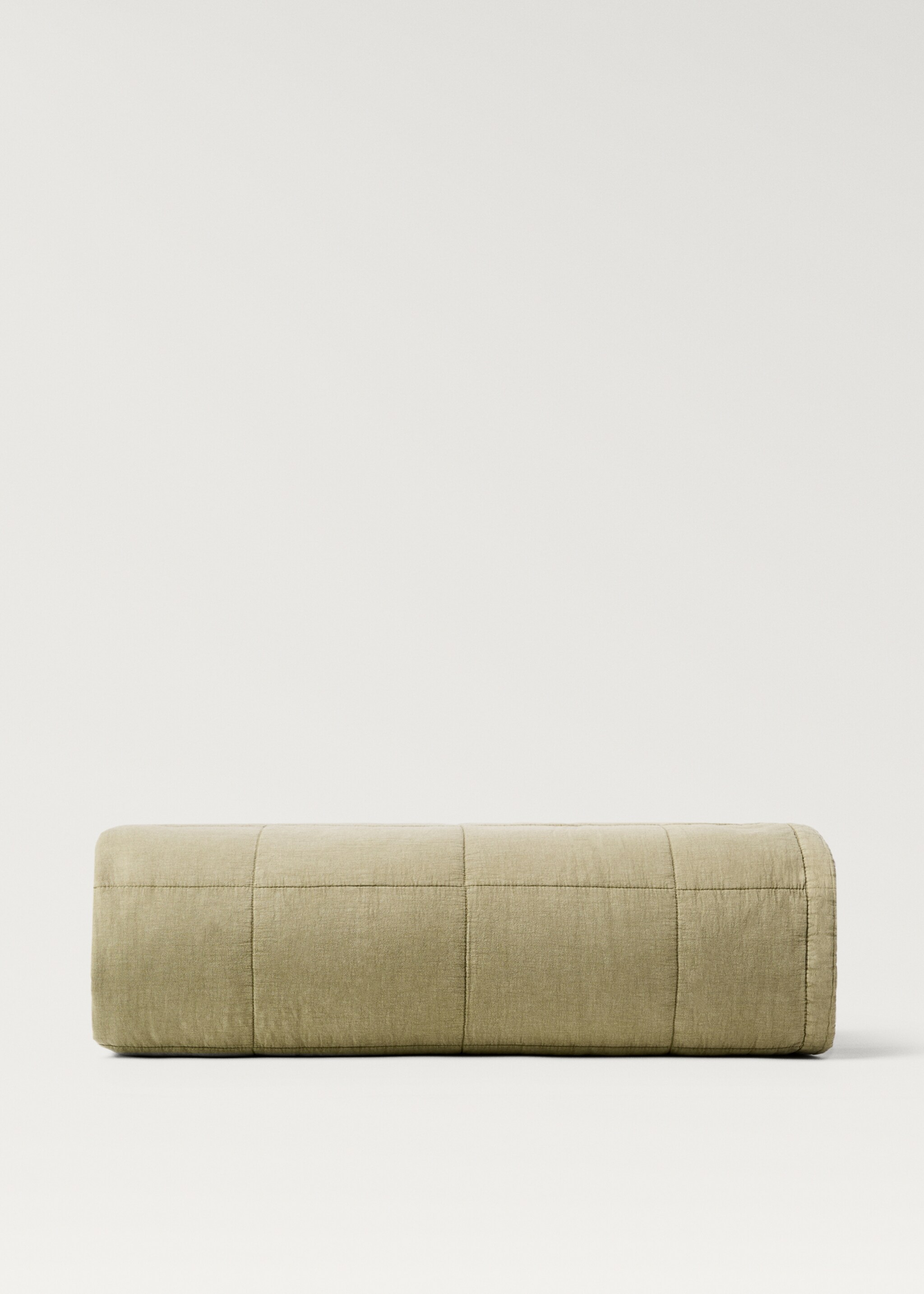 Cotton check garment-dyed quilt for 90/105 cm bed - Article without model, Khaki. Ref: 87082909-00.