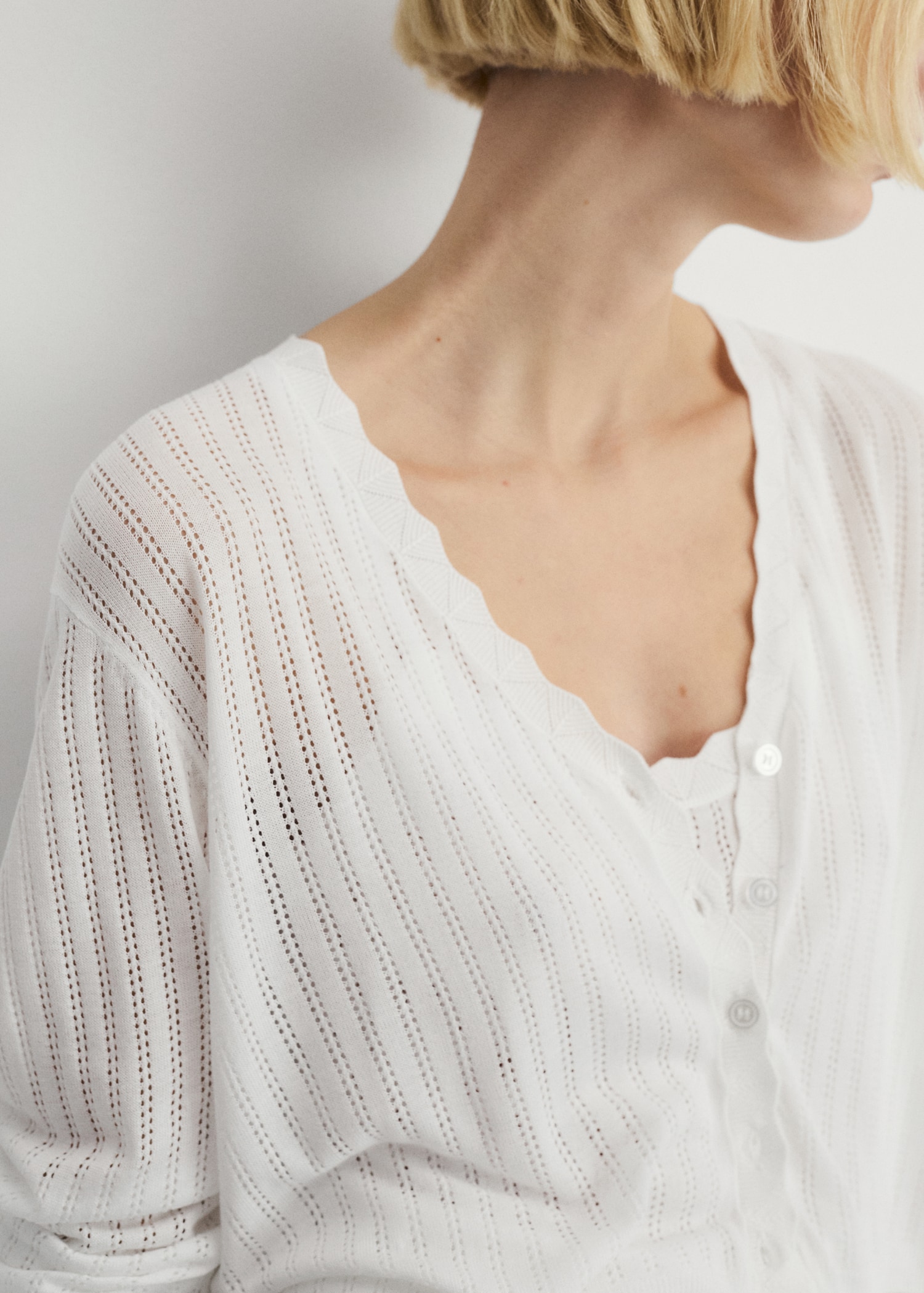 Pyjama-Cardigan mit Lochmusterdetail - Detail des Artikels 1