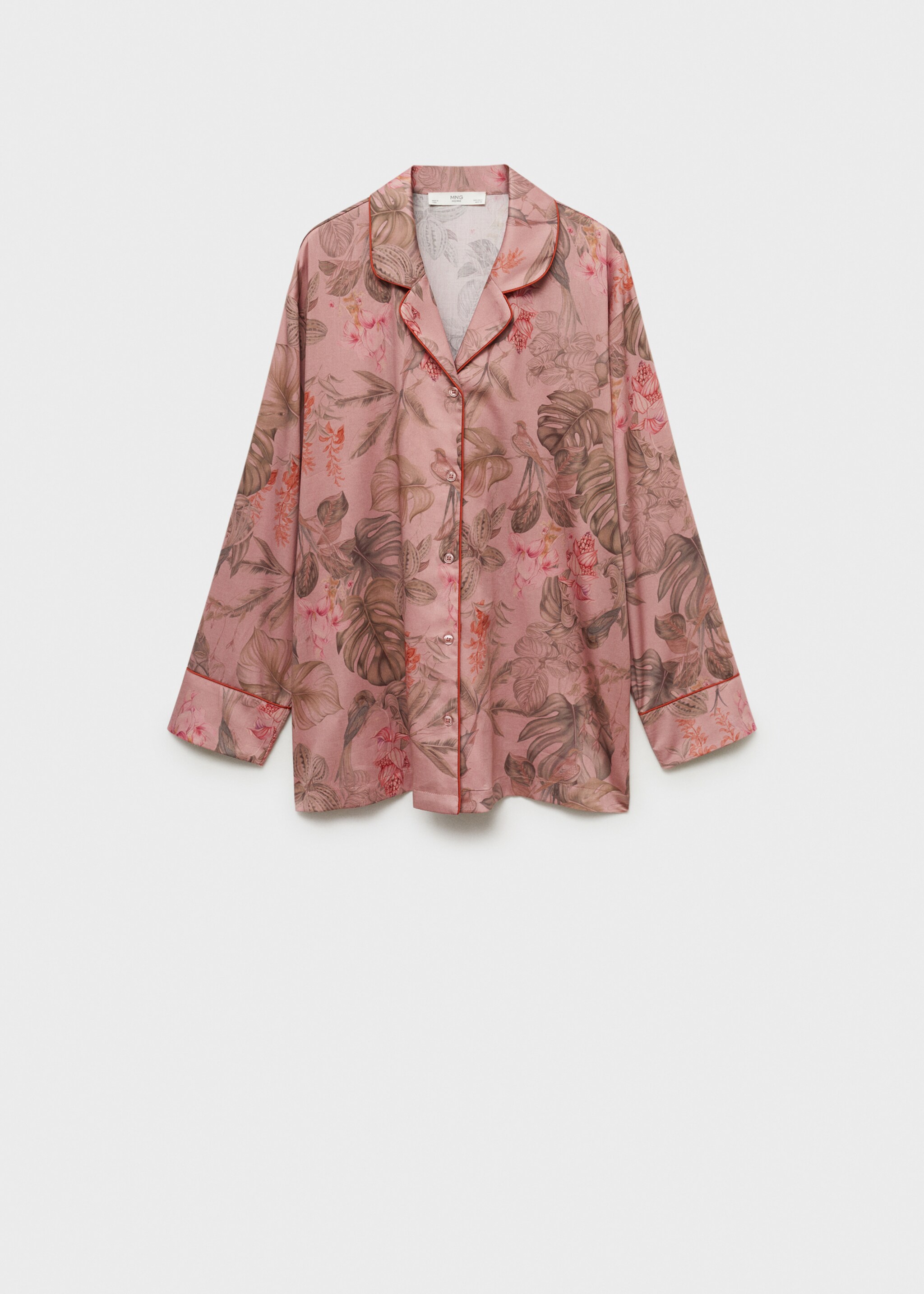 Chemise de pyjama imprimé tropical - Article sans modèle, Rose géranium. Ref: 87082917-00.
