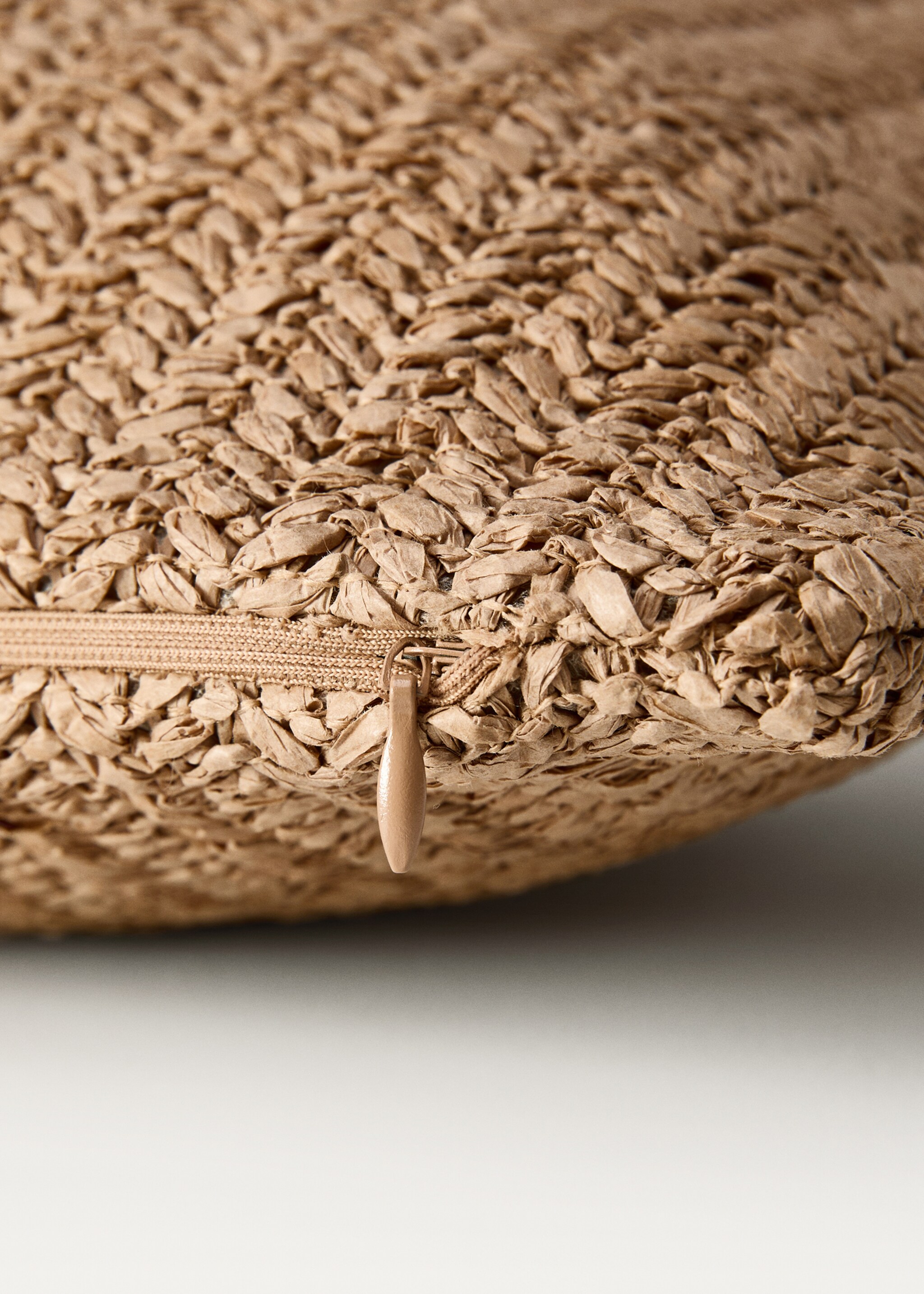 Braided-design cushion cover design 30x50 cm - Details of the article 1, Sand. Ref: 87082927-00.