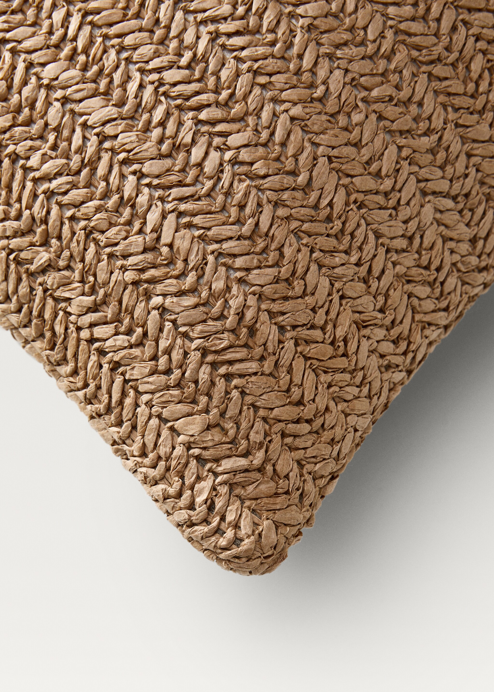 Braided-design cushion cover design 30x50 cm - Details of the article 3, Sand. Ref: 87082927-00.