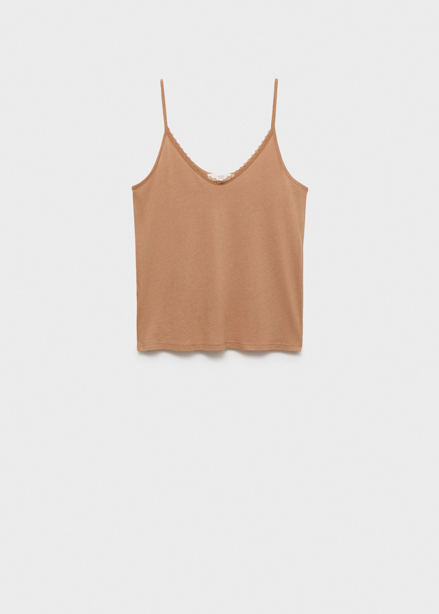 Haut pyjama coton dentelle rapportée contrasté - Article sans modèle