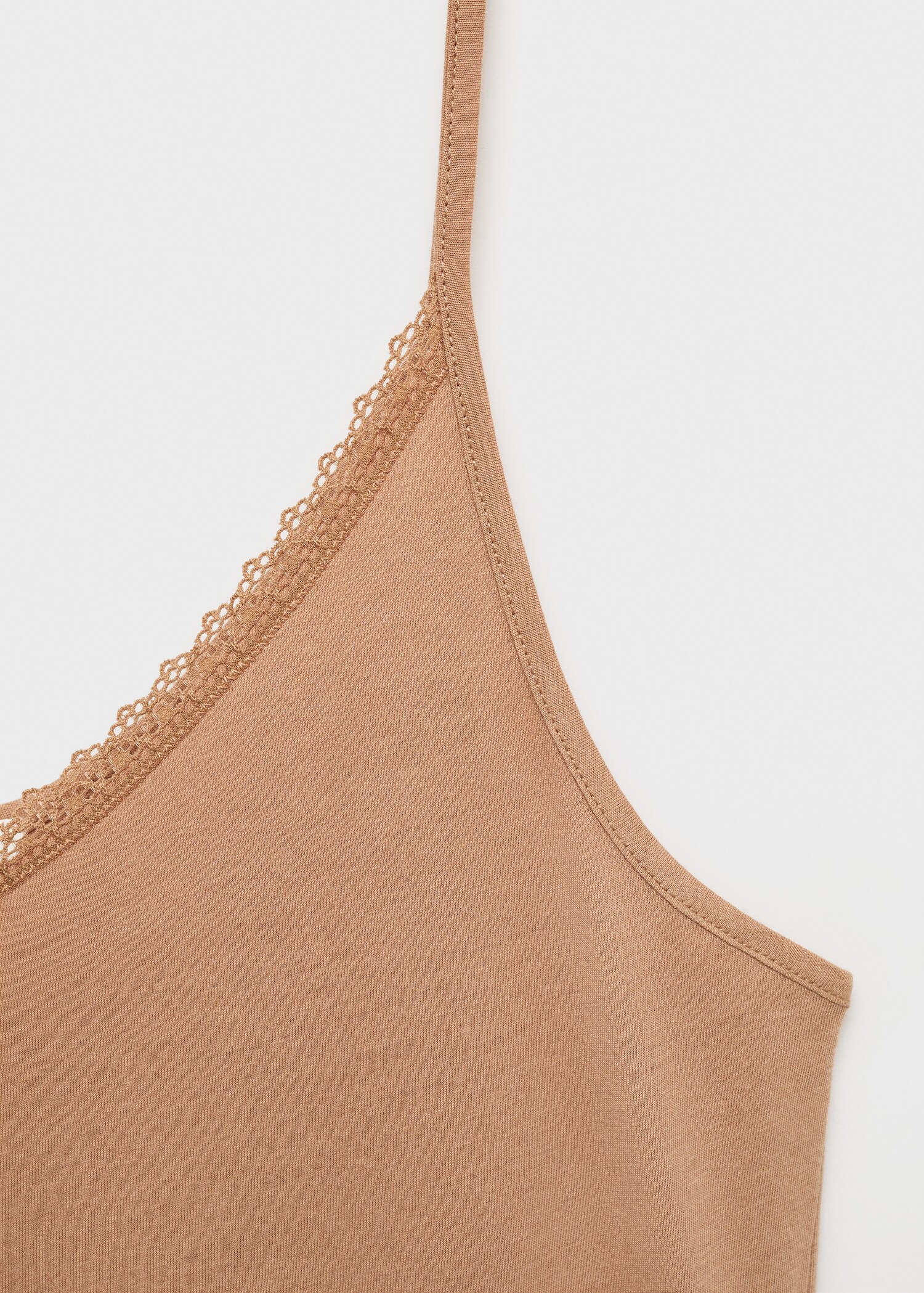 Haut pyjama coton dentelle rapportée contrasté - Détail de l'article 8