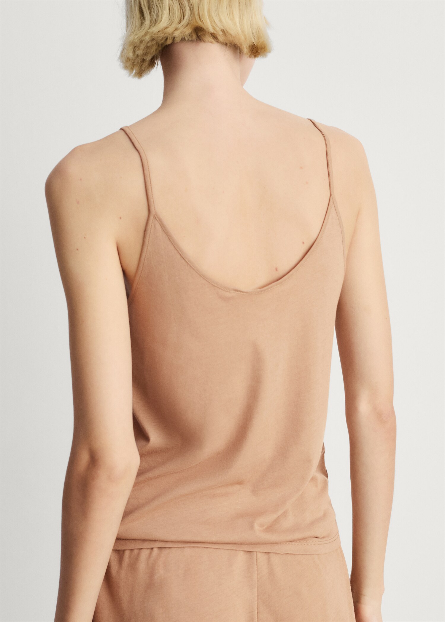 Haut pyjama coton dentelle rapportée contrasté - Verso de l’article