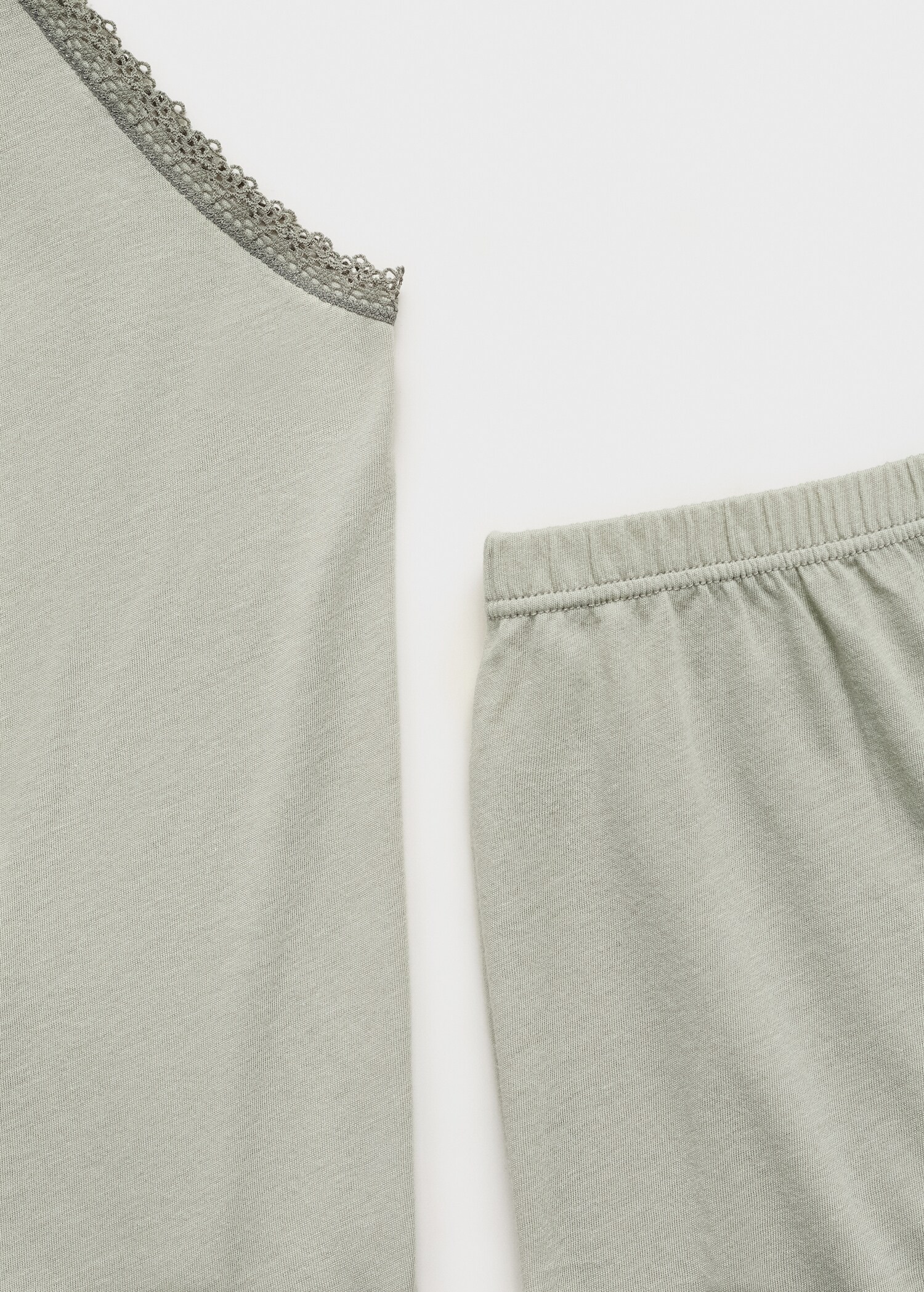 Haut pyjama coton dentelle rapportée contrasté - Détail de l'article 0