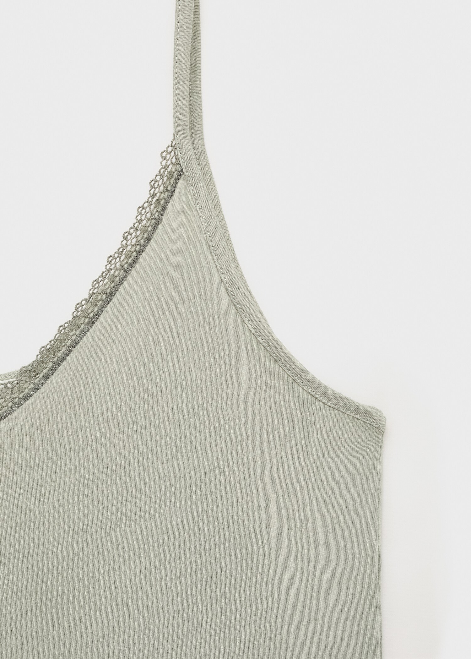 Haut pyjama coton dentelle rapportée contrasté - Détail de l'article 8