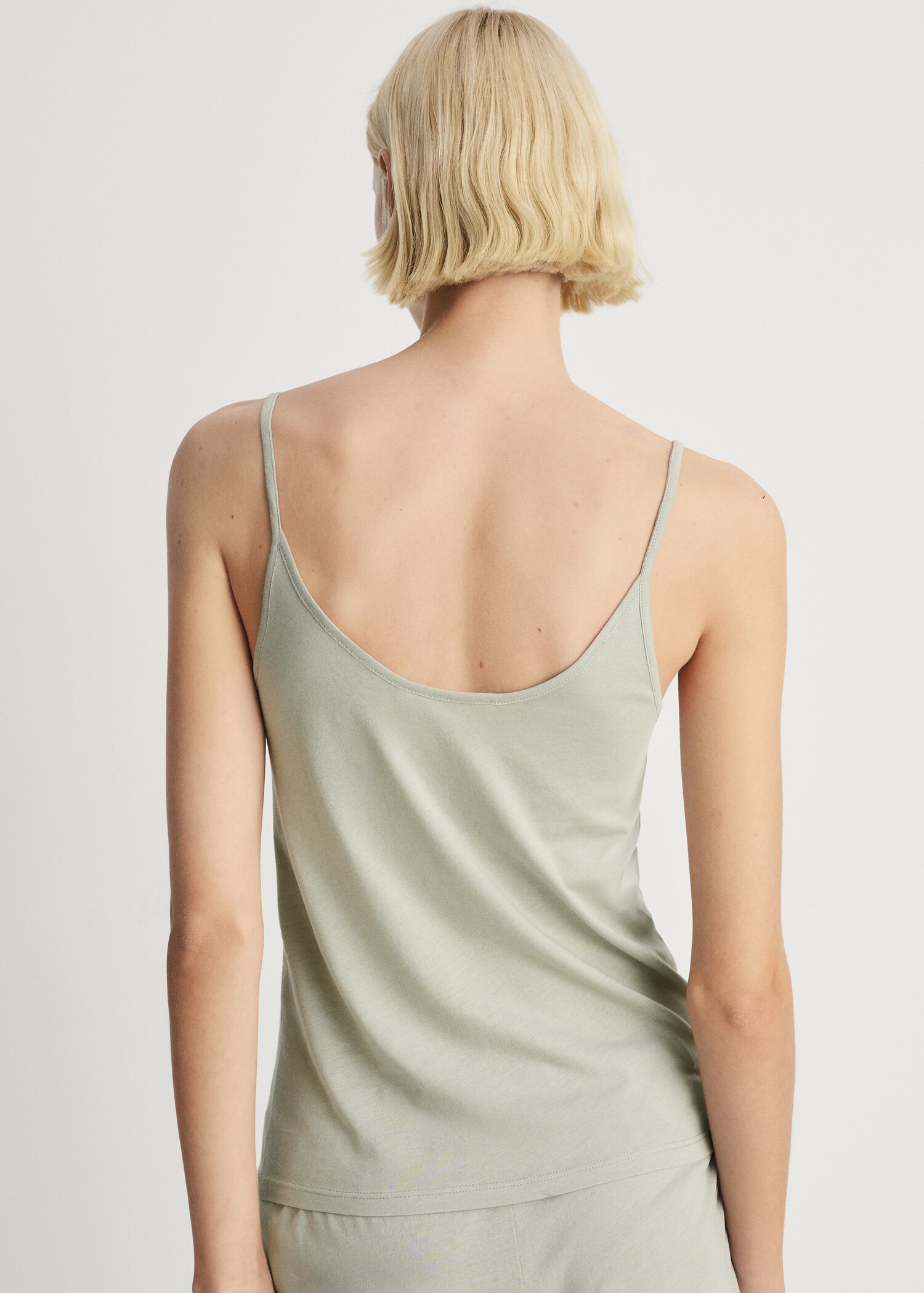 Haut pyjama coton dentelle rapportée contrasté - Verso de l’article