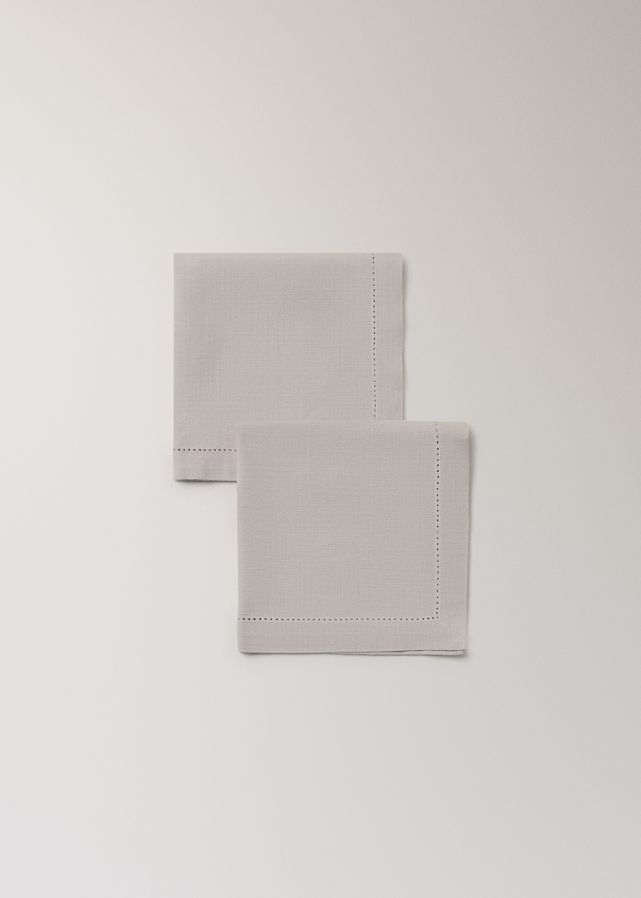 Cotton napkins with hemstitch - Details of the article 1, Light/Pastel Grey. Ref: 87082950-00.