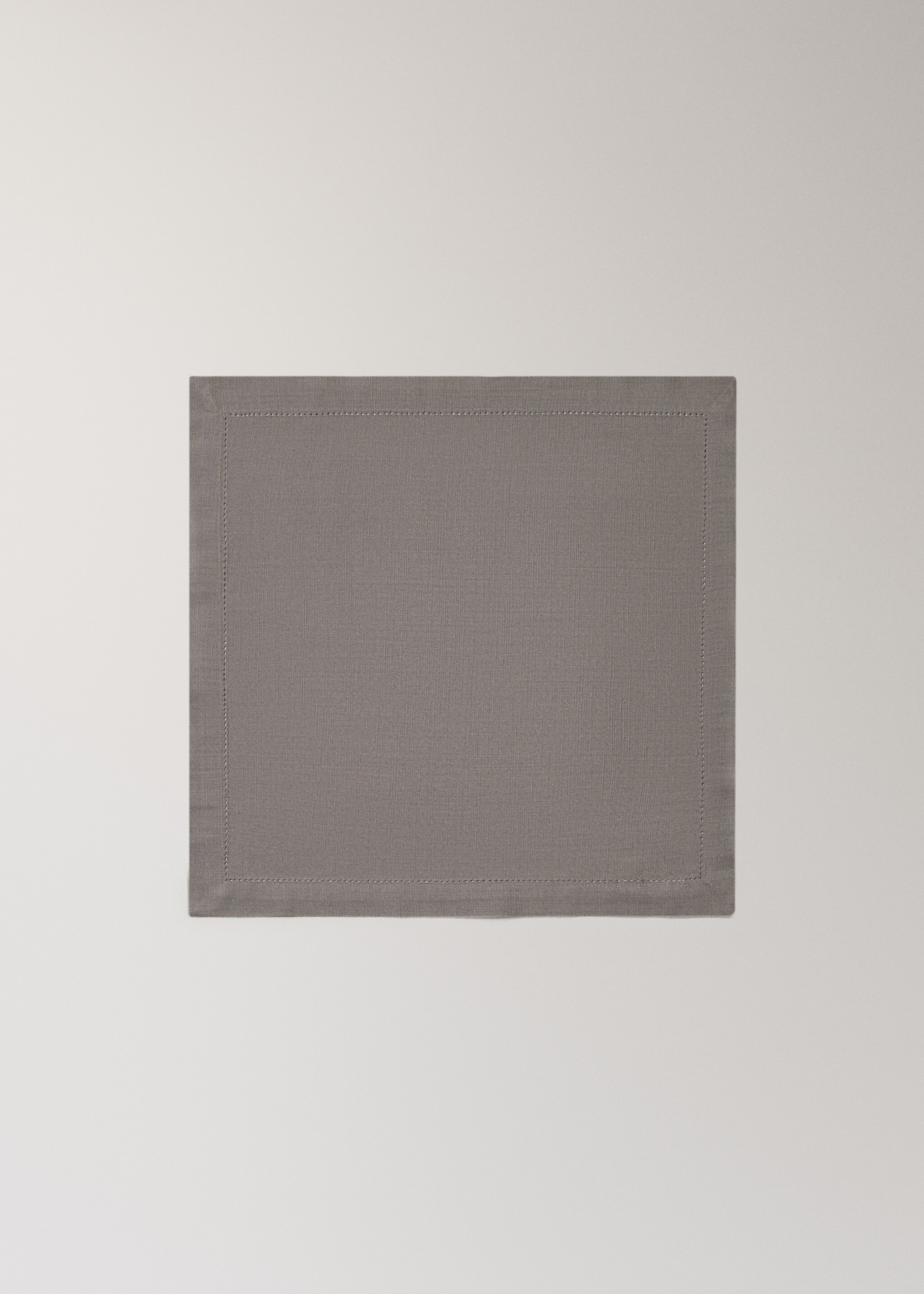 Cotton napkins with hemstitch - Article without model, Medium Grey. Ref: 87082950-00.
