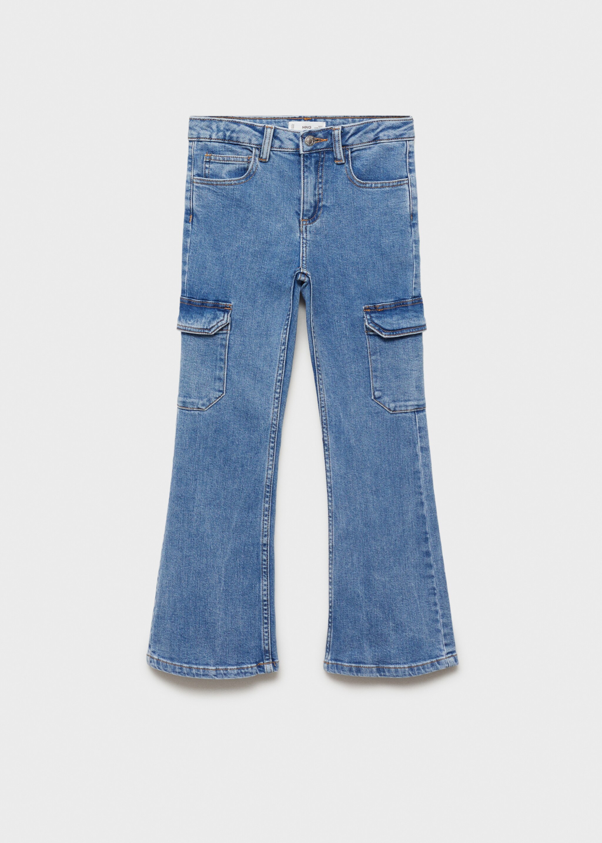 Flared cargo jeans - Article without model, Medium Blue. Ref: 87083269-00.