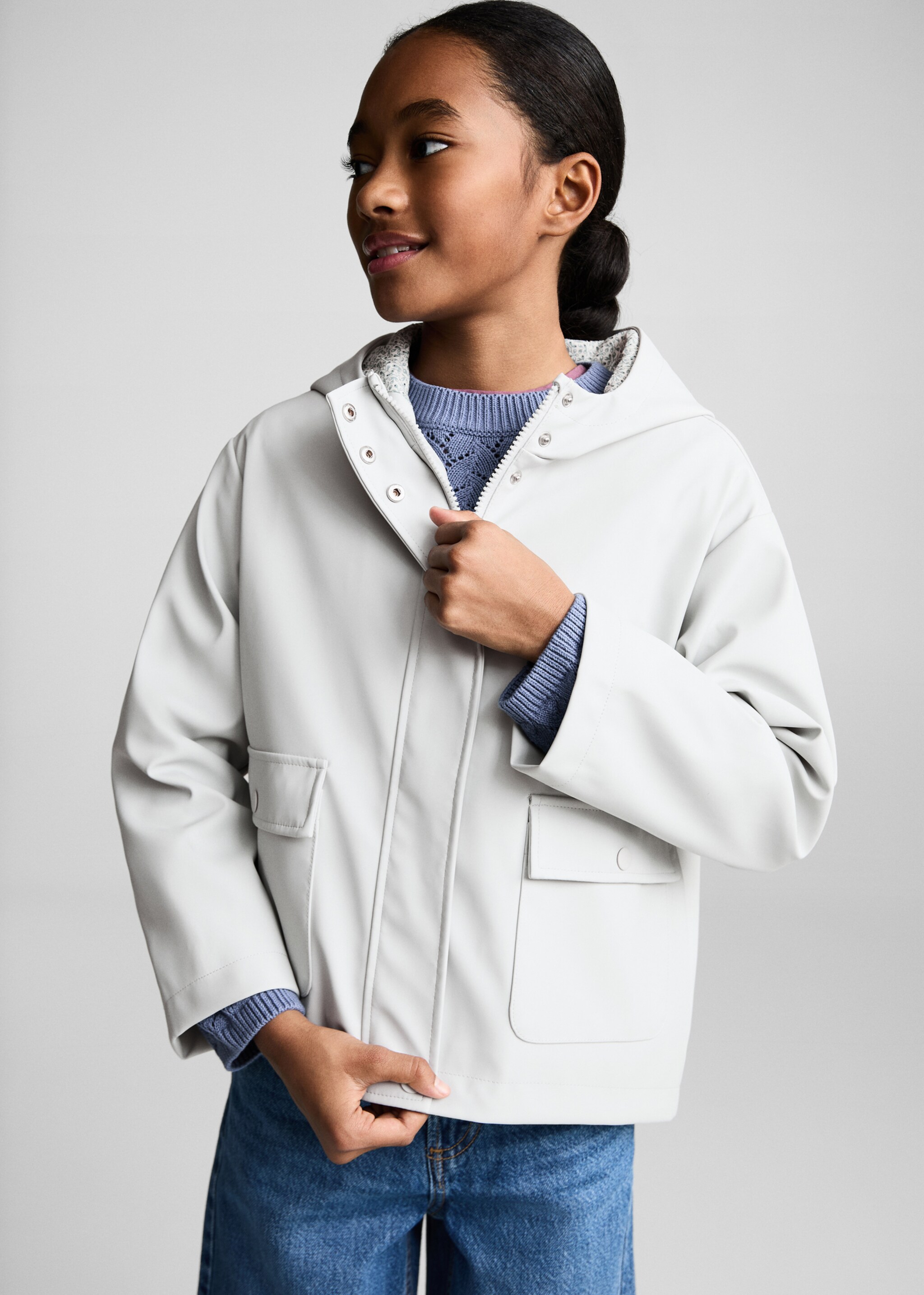 Quilted hooded parka - Medium plane, Sky Blue. Ref: 87083270-00.