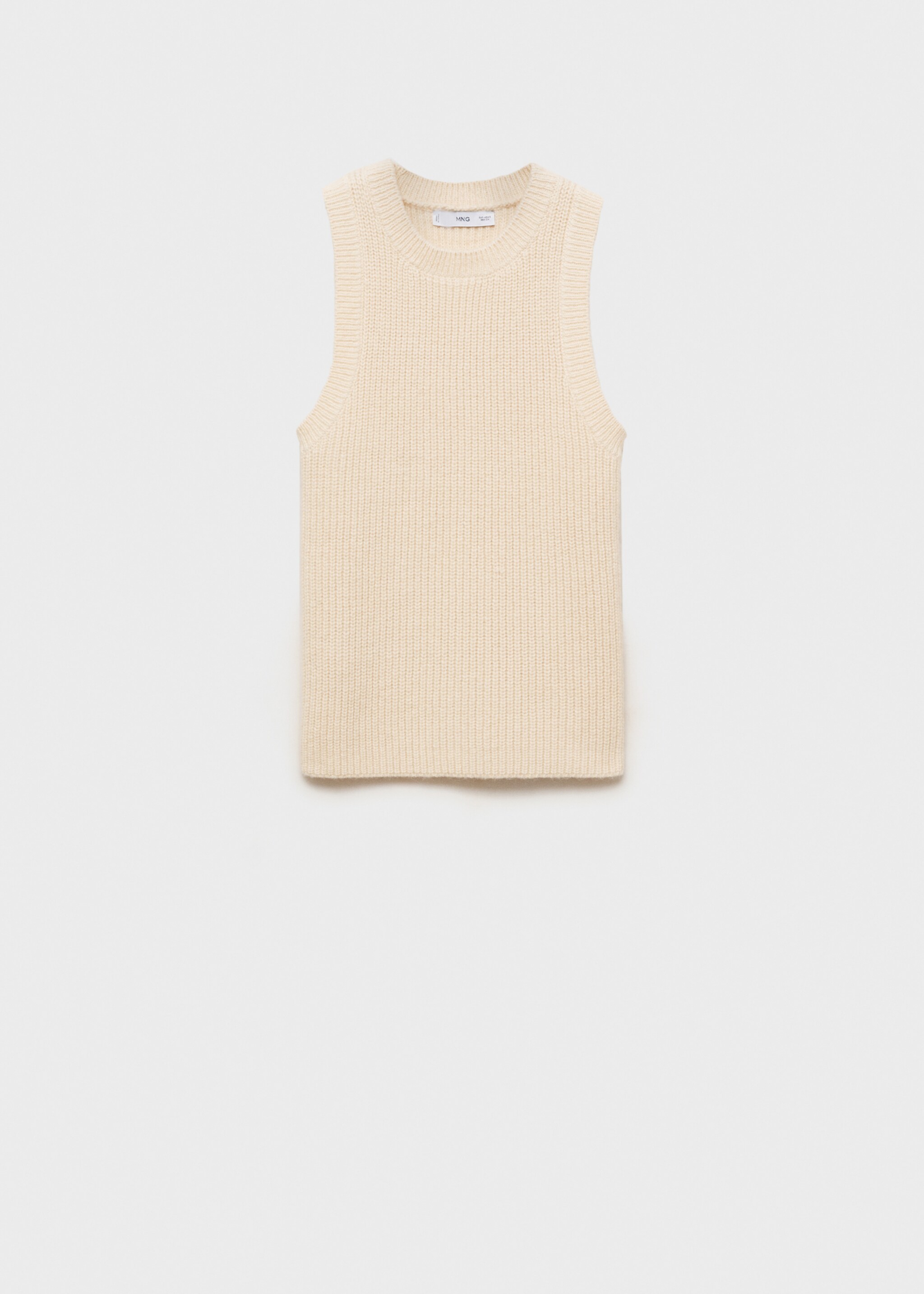 Top laine mélangée maille côtelée - Article sans modèle, Écru. Ref: 87083271-00.