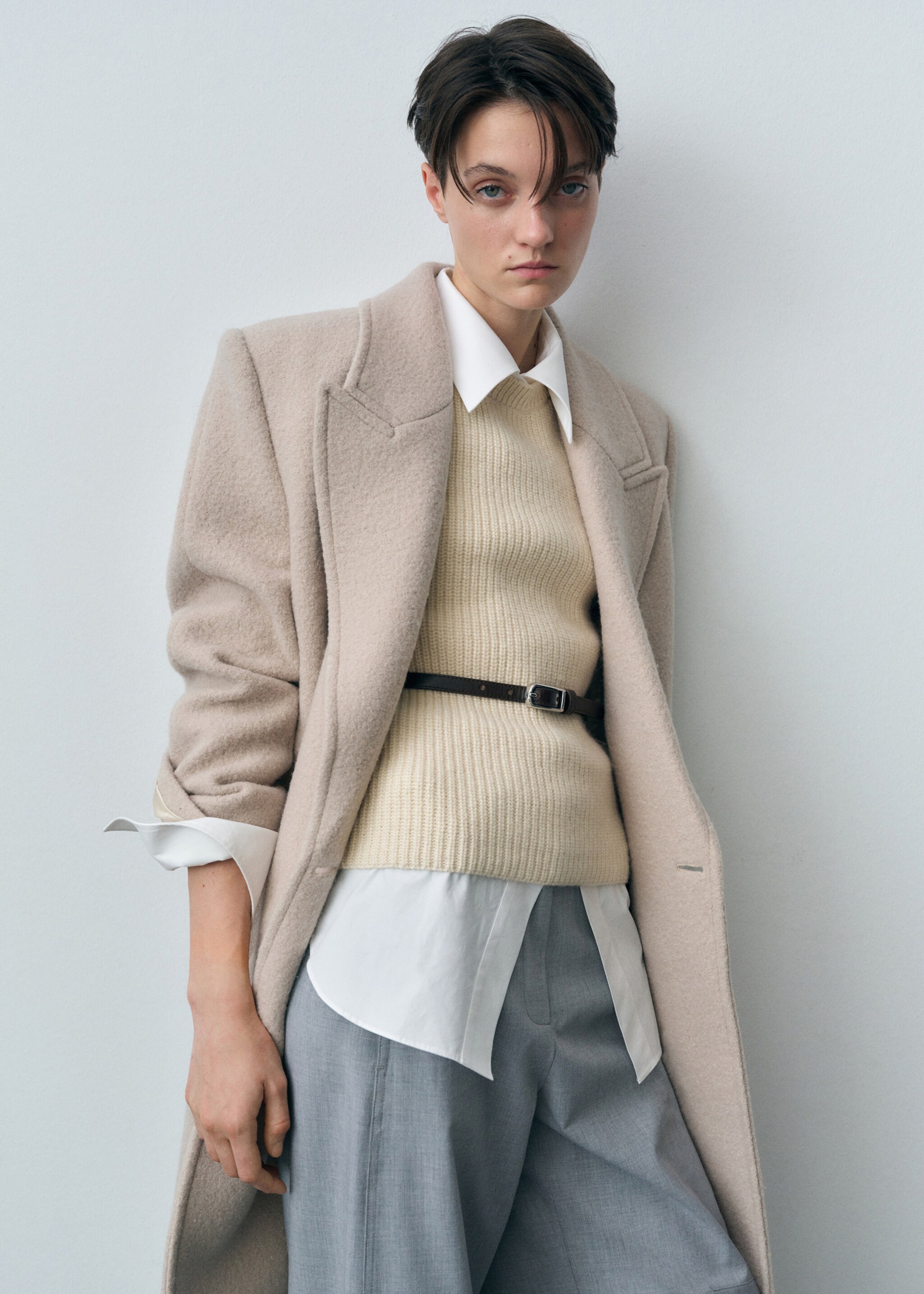 Top laine mélangée maille côtelée - Détail de l'article 2, Écru. Ref: 87083271-00.