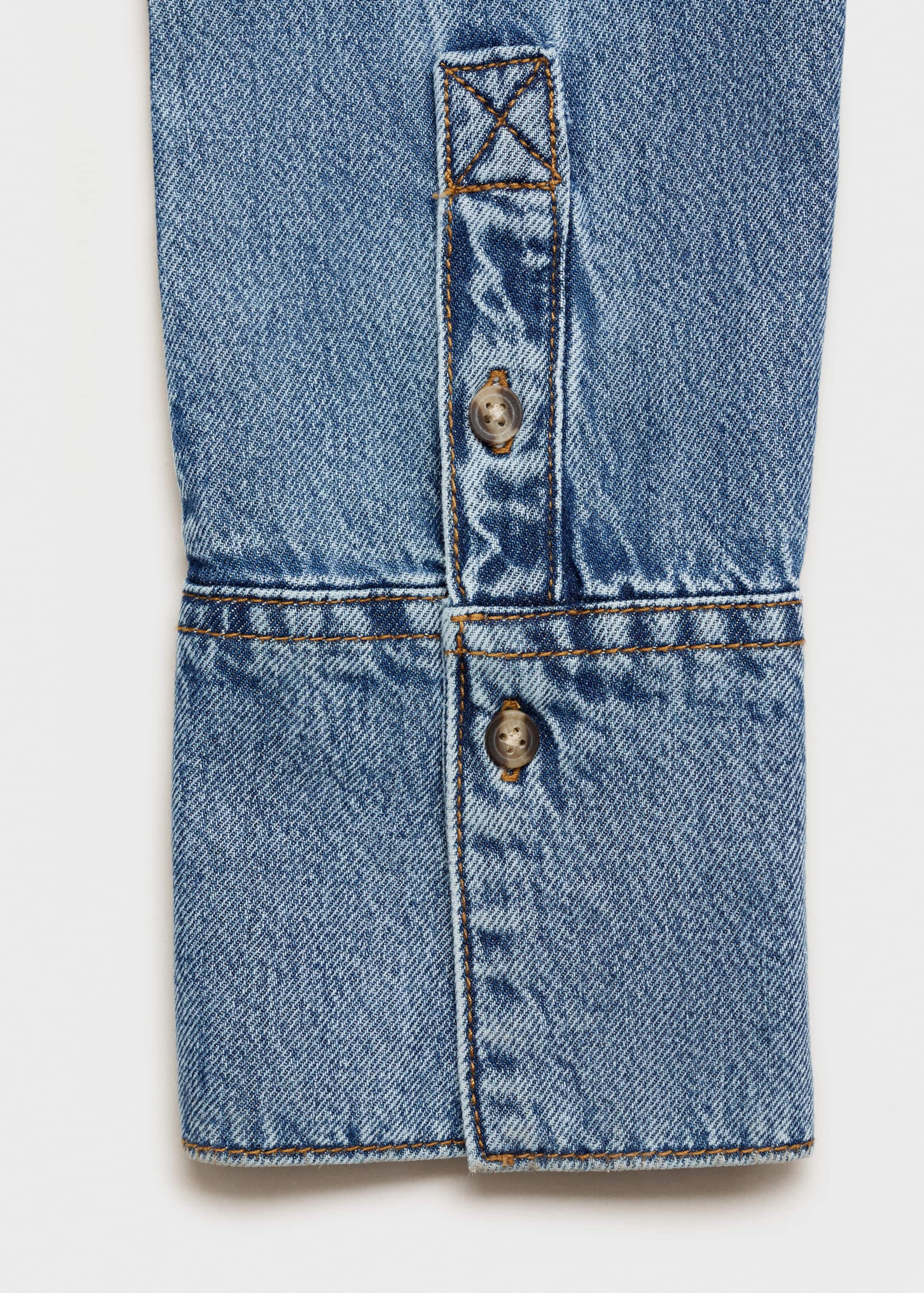 Denim shirt with bow - Details of the article 0, Medium Blue. Ref: 87083275-00.