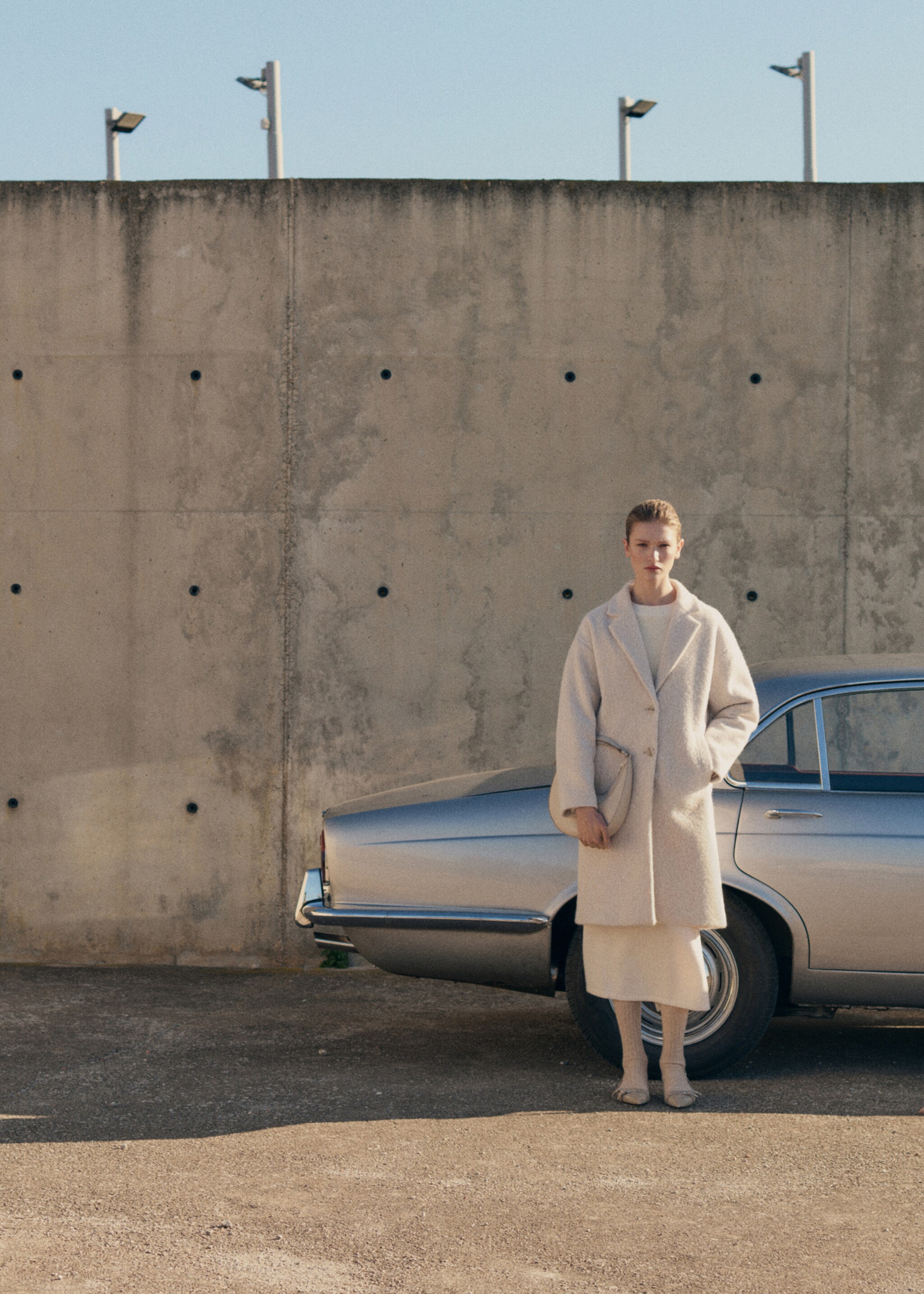 Langer Oversized-Bouclé-Mantel - Detail des Artikels 6, Beige. Ref: 87083285-00.