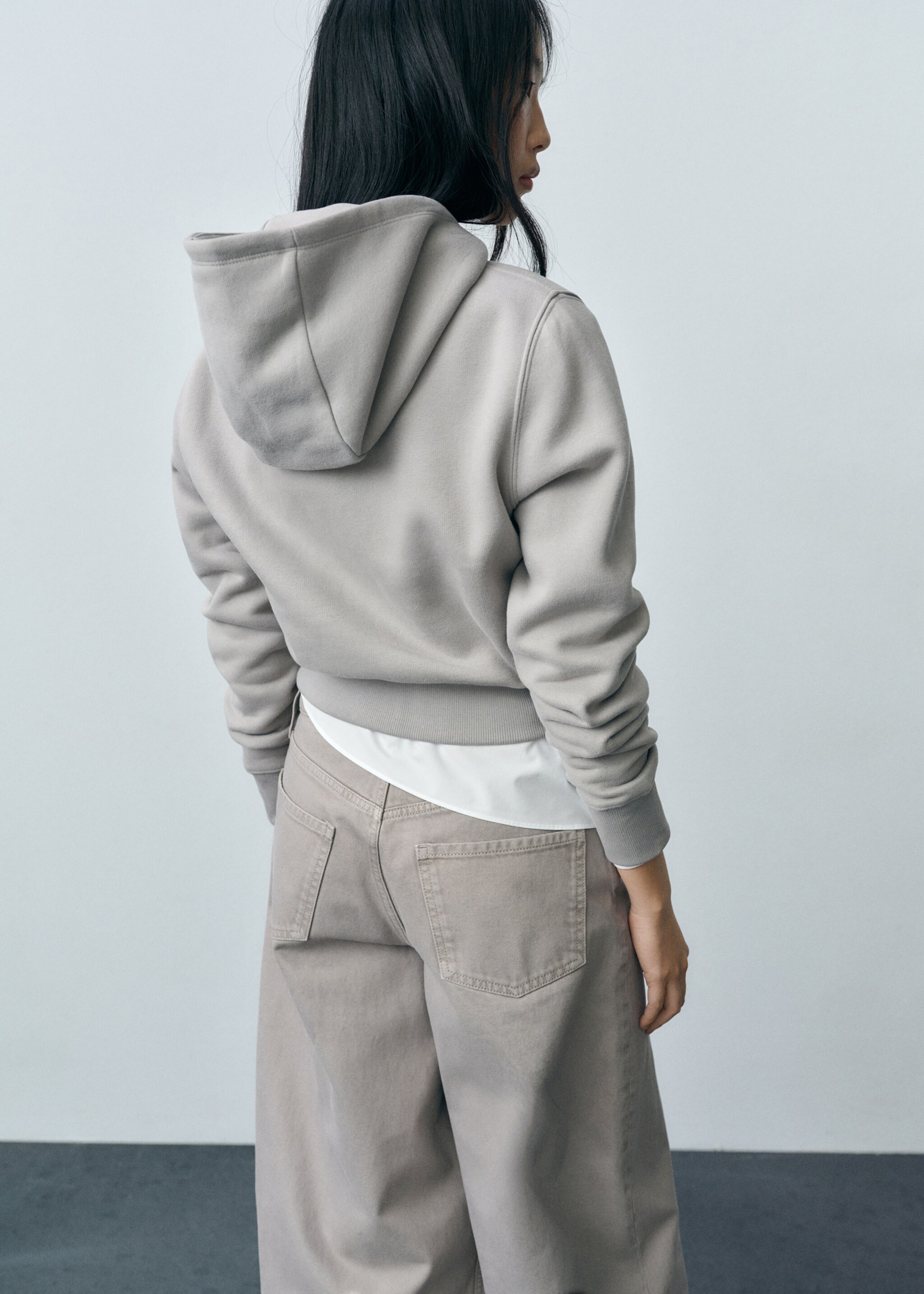 Cropped sweatshirt hoodie - Reverse of the article, Grey. Ref: 87083293-00.