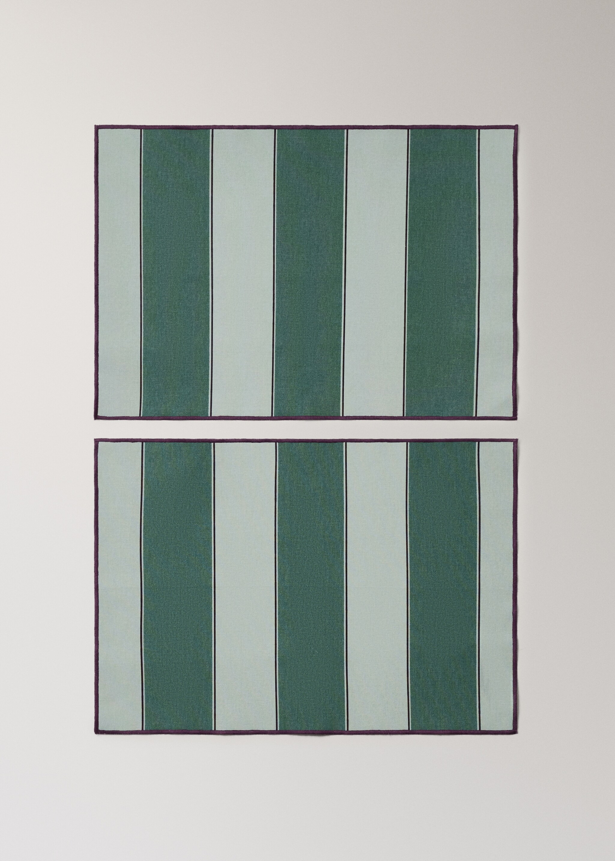 Cotton placemats with resin stripes - Article without model, Mint Green. Ref: 87083296-00.