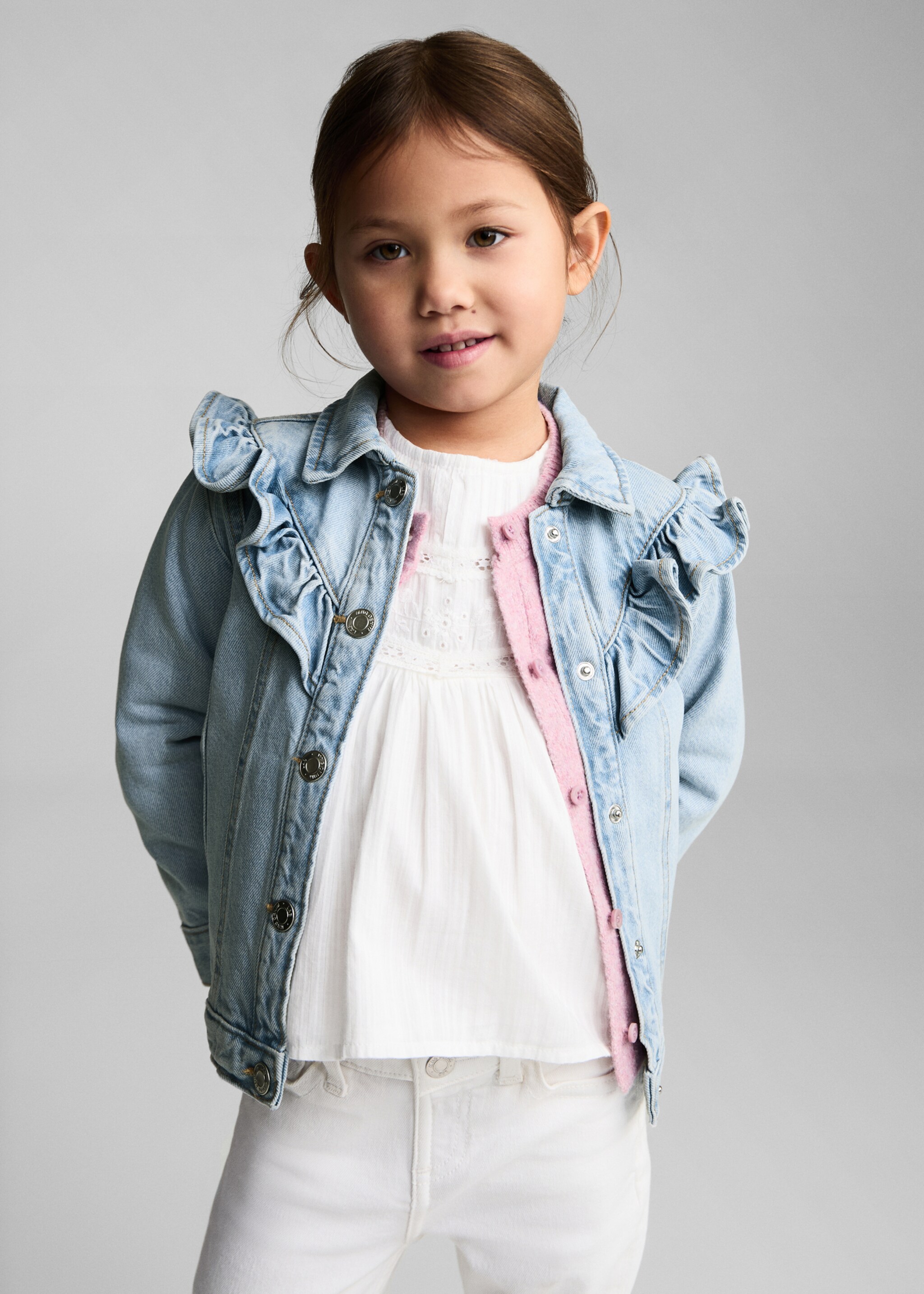 Frills denim jacket - Medium plane, Light Blue. Ref: 87083632-00.