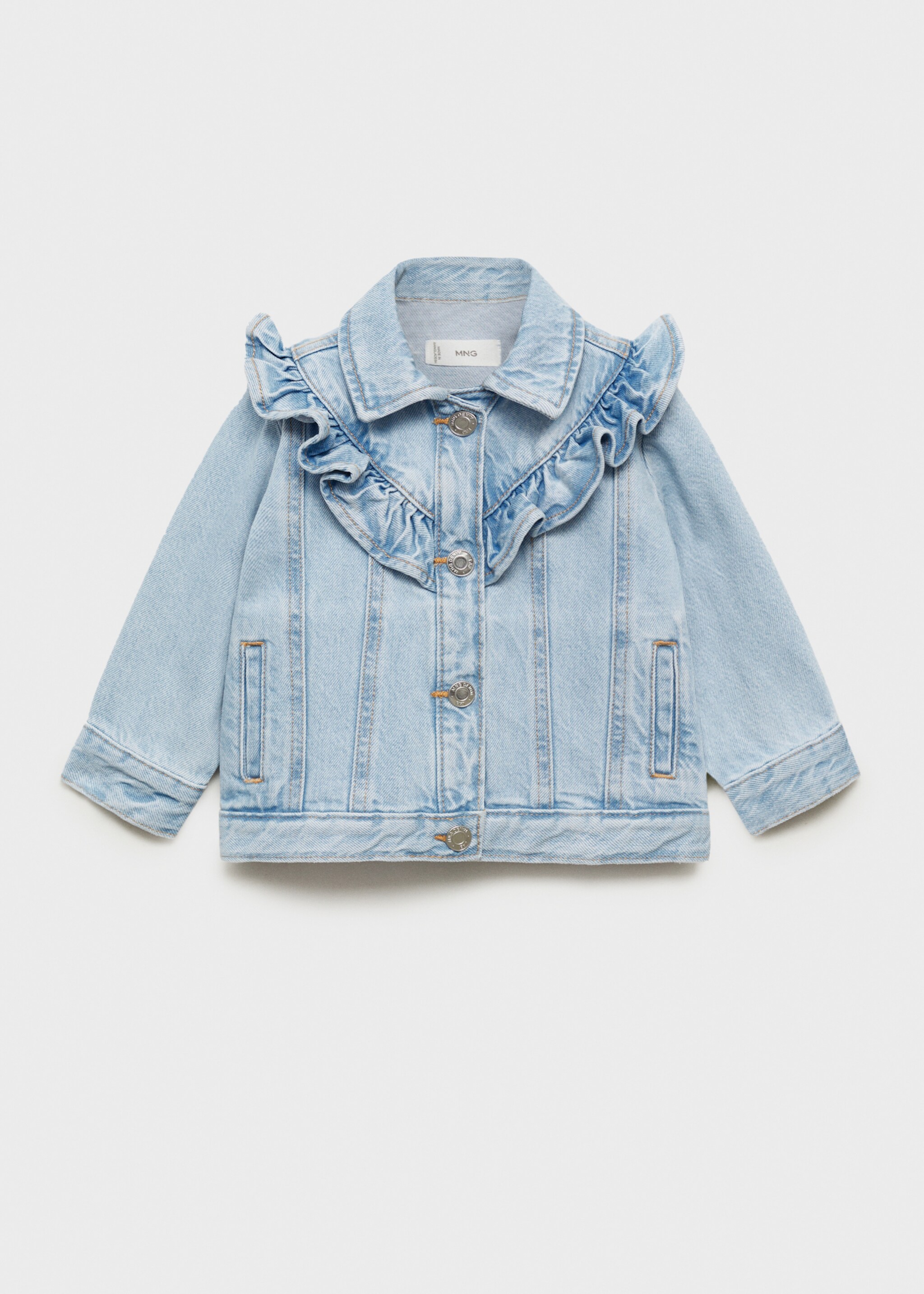 Frills denim jacket - Article without model, Light Blue. Ref: 87083632-00.