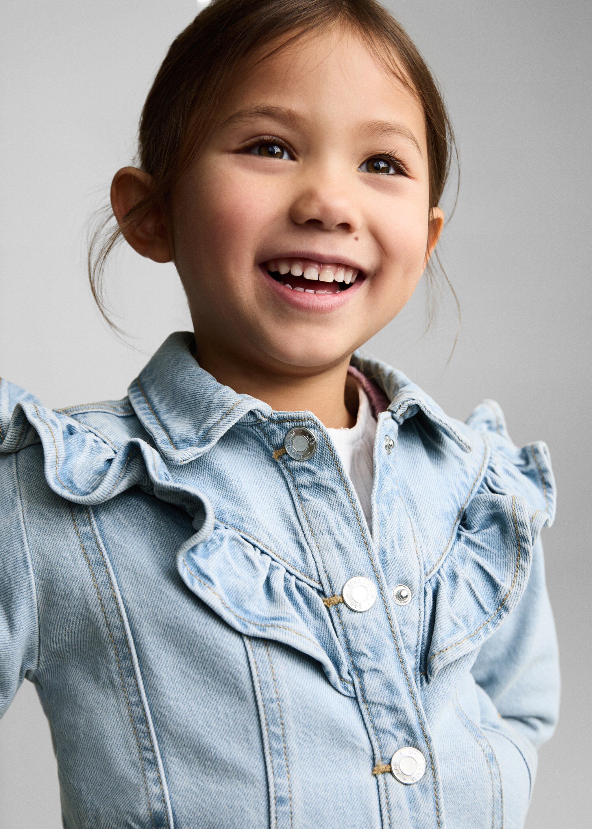 Frills denim jacket - Details of the article 1, Light Blue. Ref: 87083632-00.