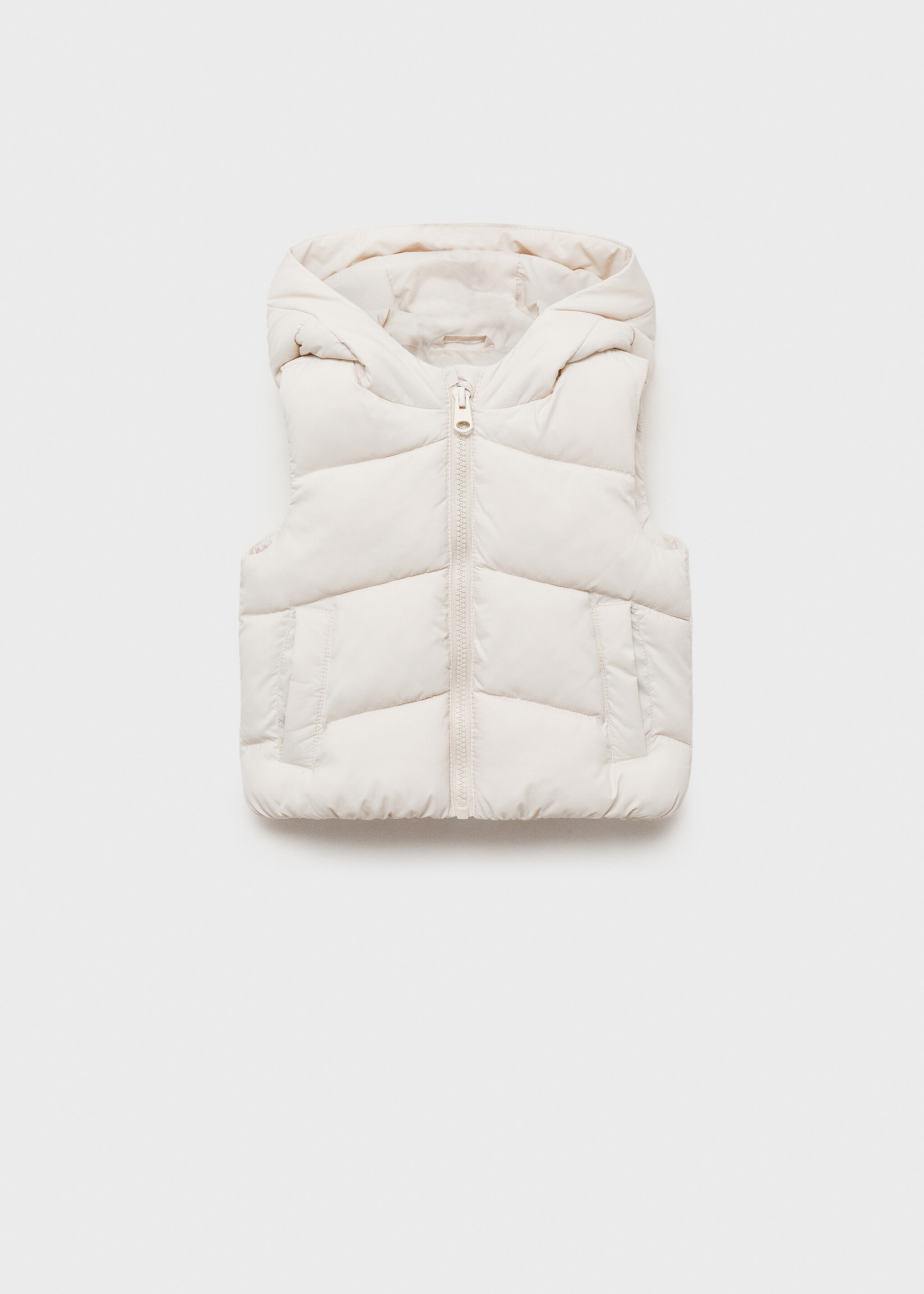 Quilted gilet with hood - Article without model, Ice Grey. Ref: 87083633-00.