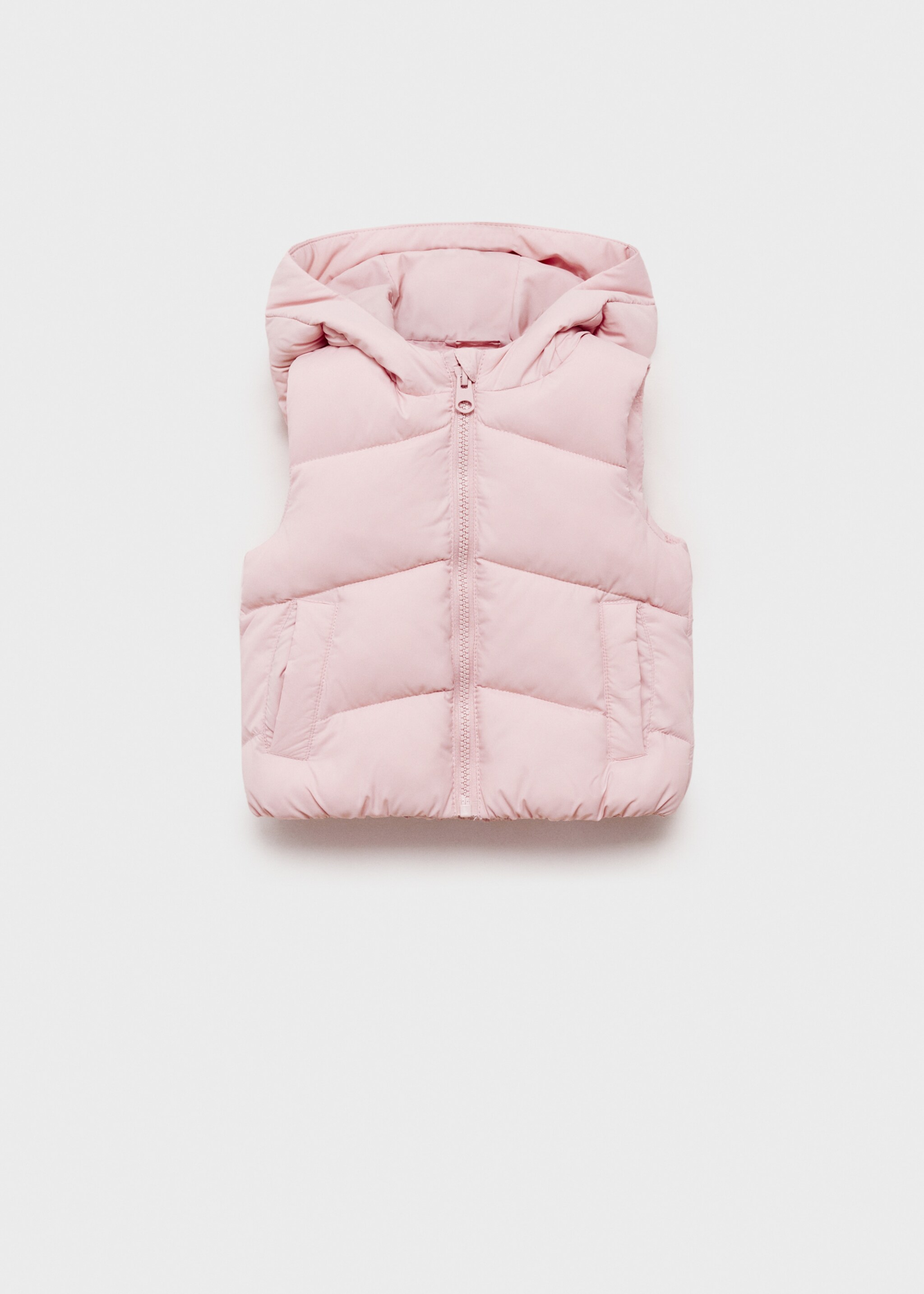 Quilted gilet with hood - Article without model, Pink. Ref: 87083633-00.