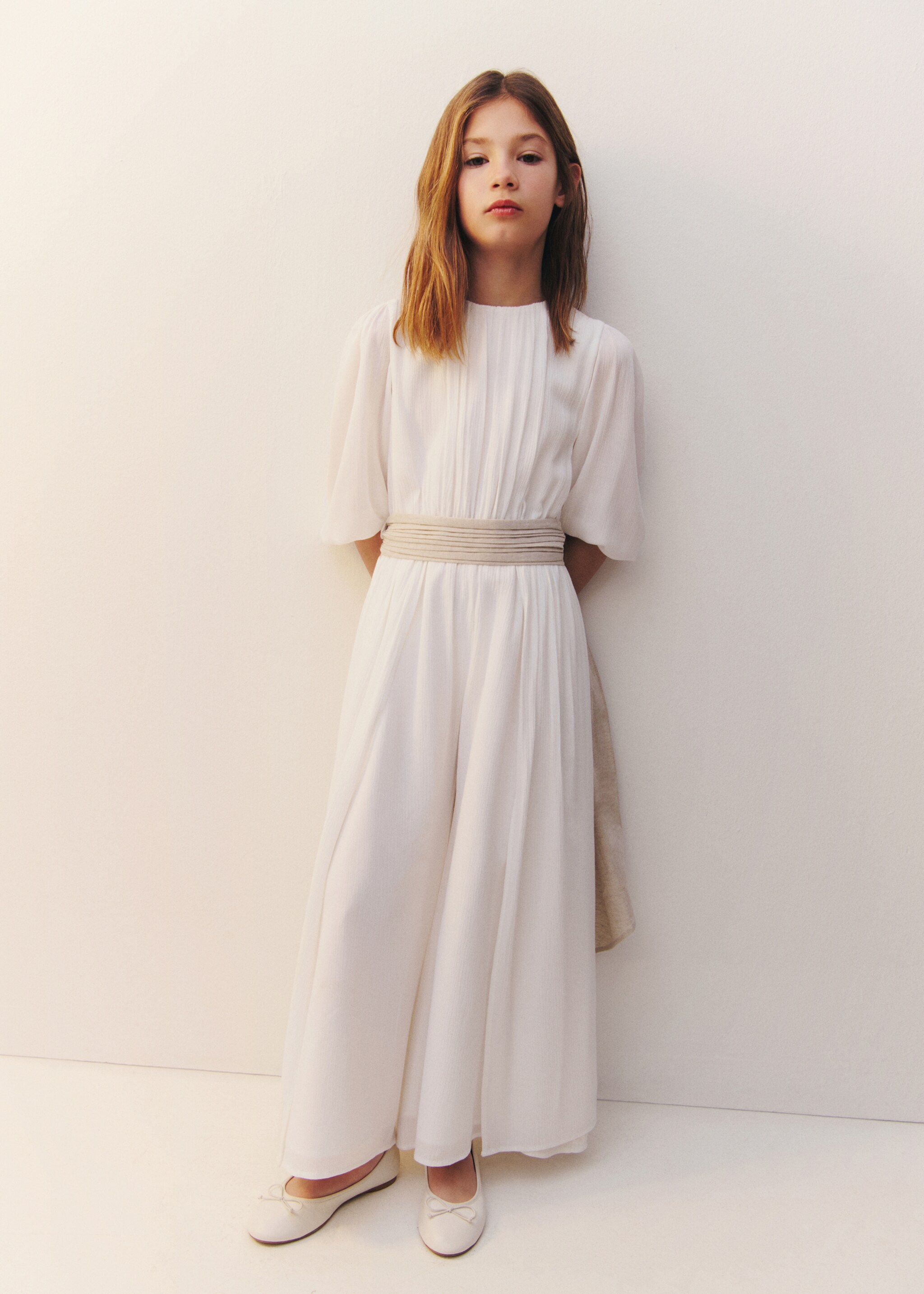 Bow long jumpsuit - Details of the article 5, White. Ref: 87083634-00.