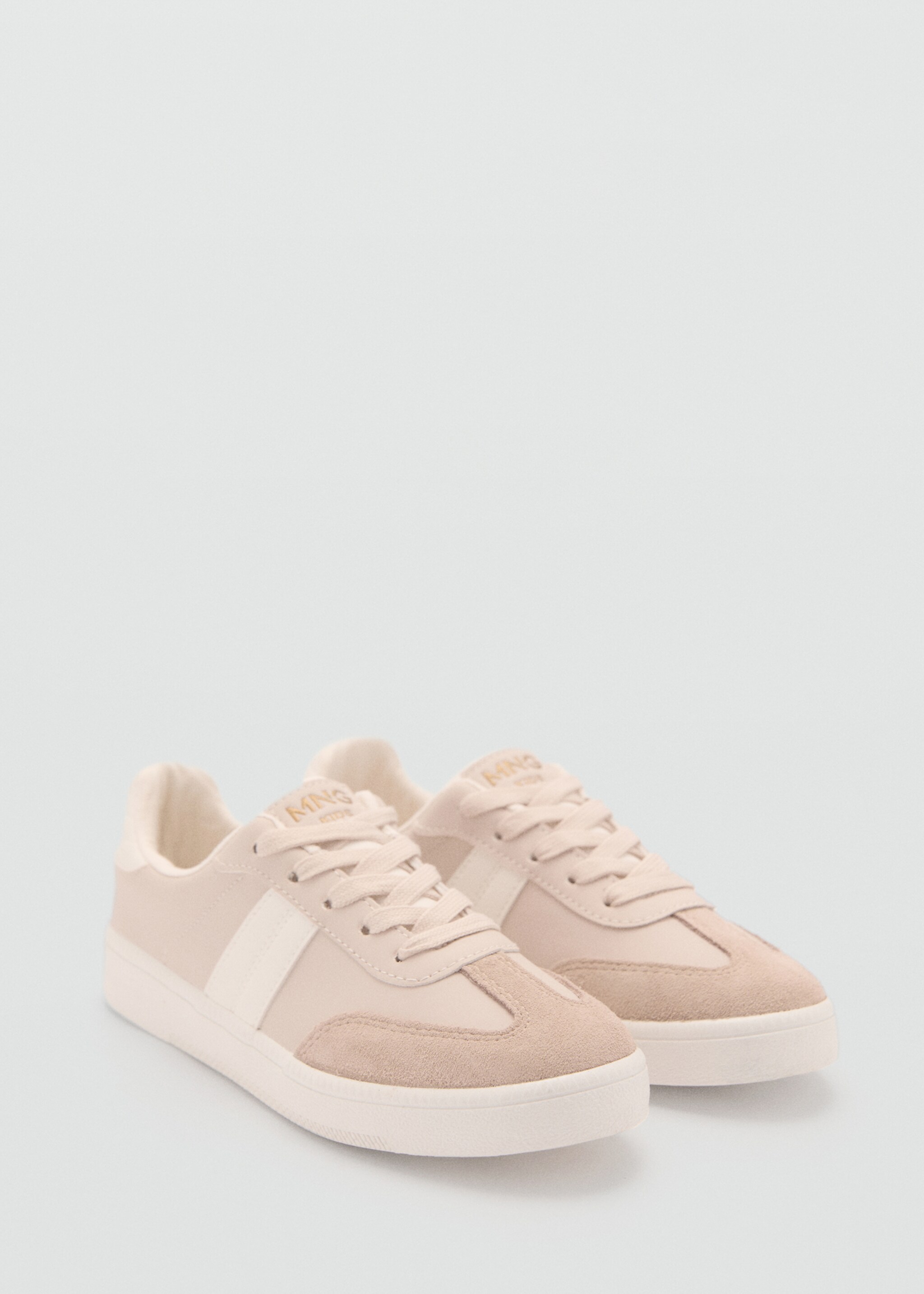 Kombinierte Leder-Sneakers - Mittlere Ansicht, Pastellrosa. Ref: 87083637-00.