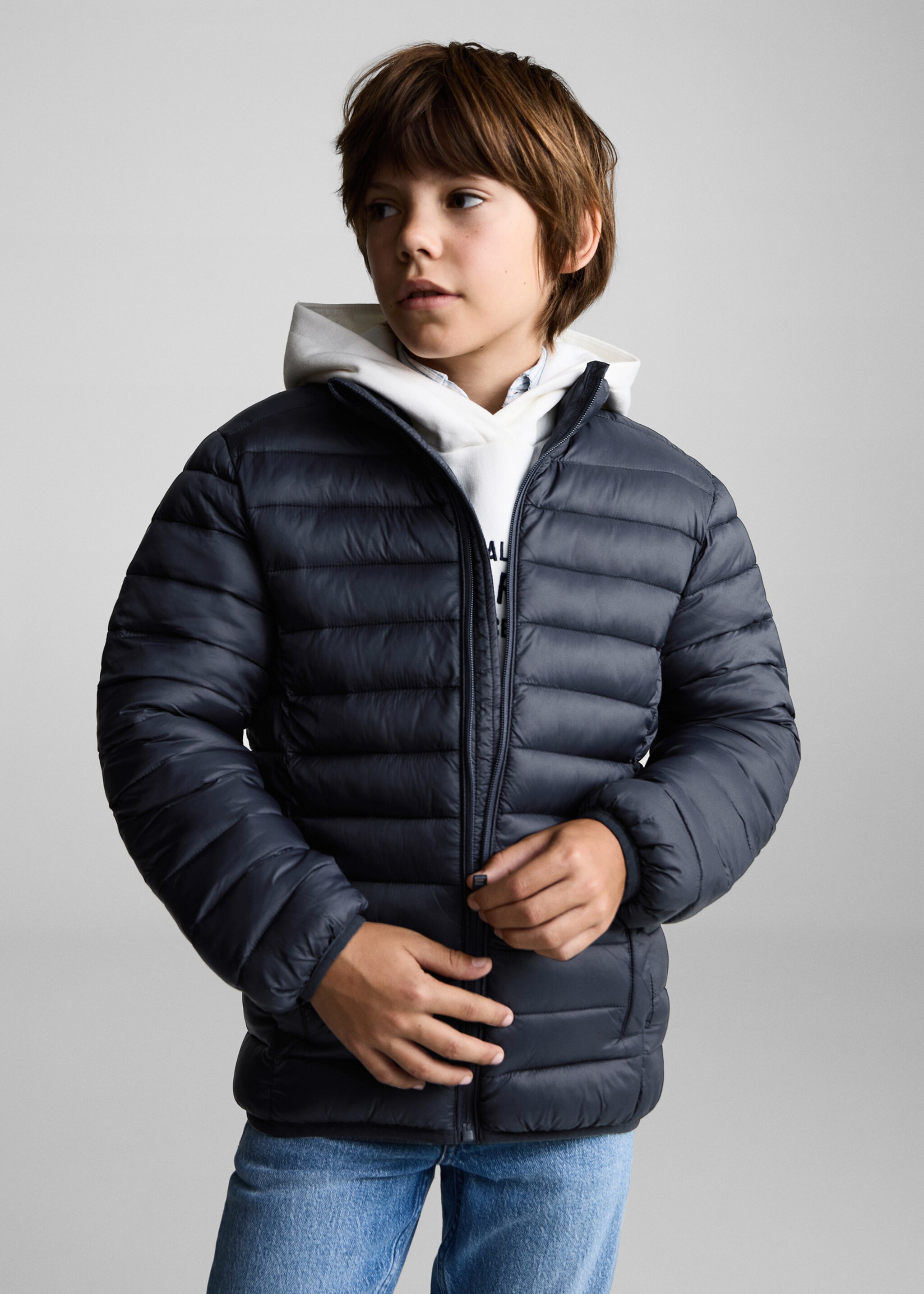 Wasserabweisende Steppjacke - Mittlere Ansicht, Dunkles Marineblau. Ref: 87083650-00.