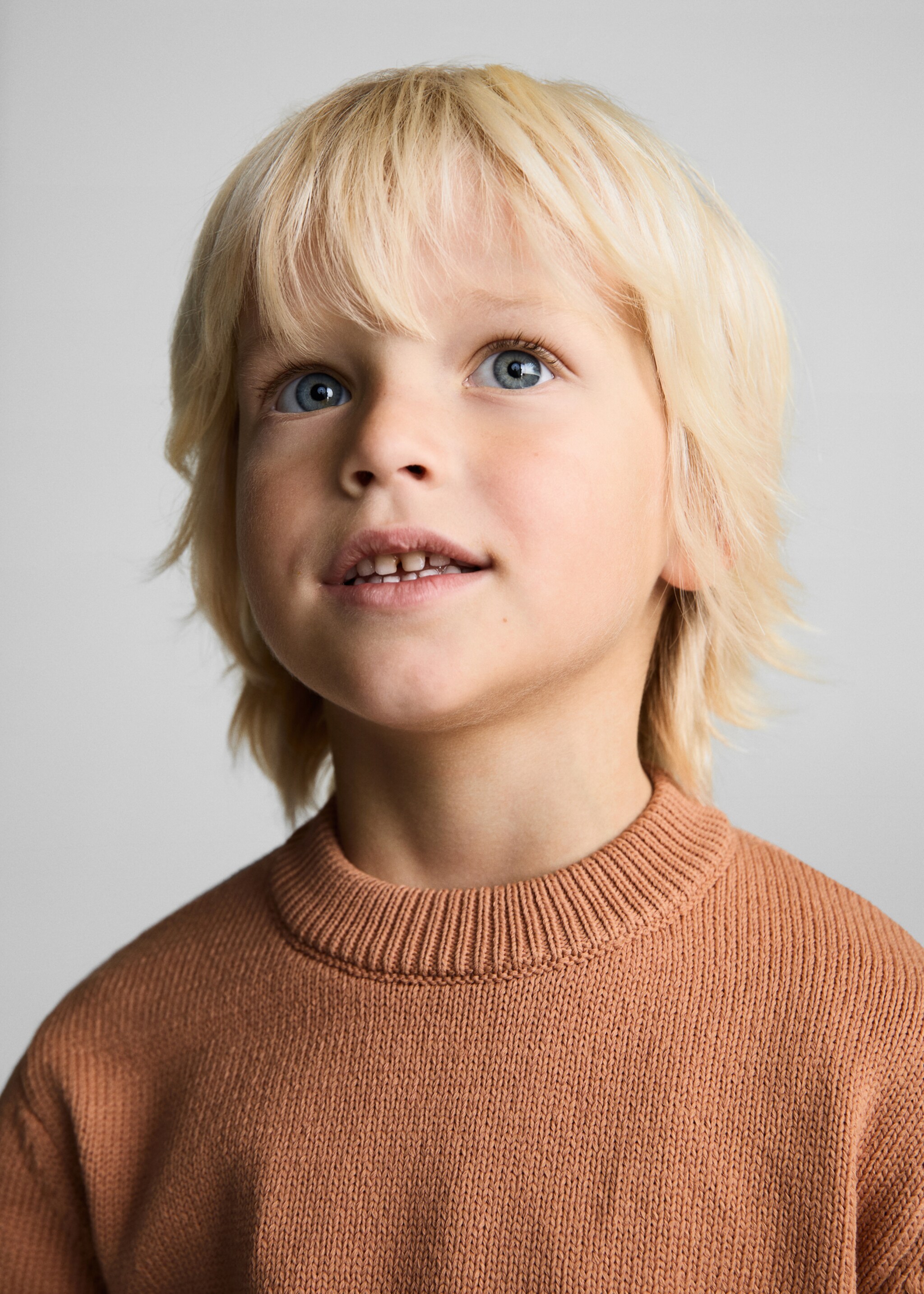 Knitted cotton sweater - Details of the article 1, Pastel Orange. Ref: 87083651-00.